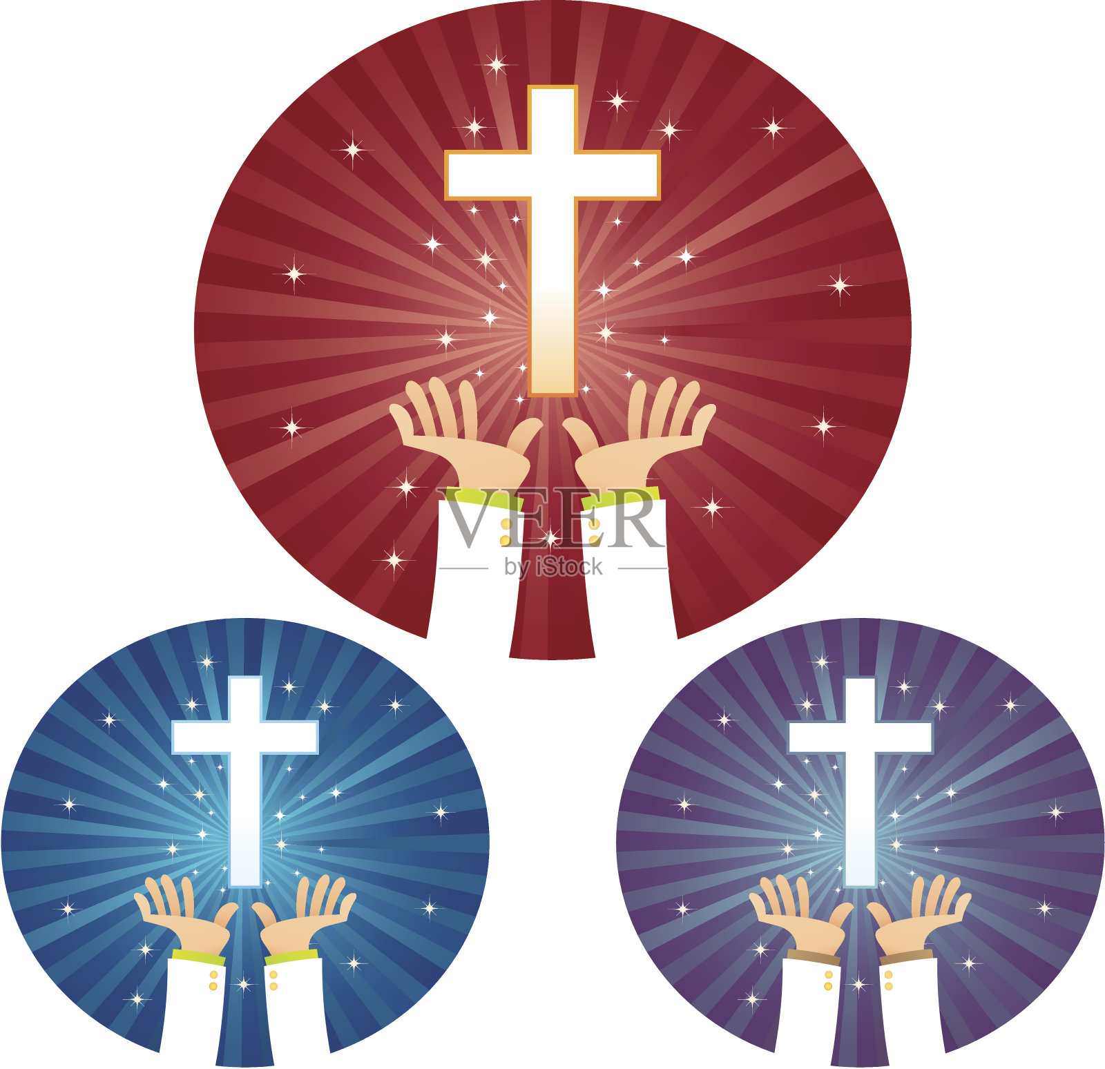 十字架之手插画图片素材