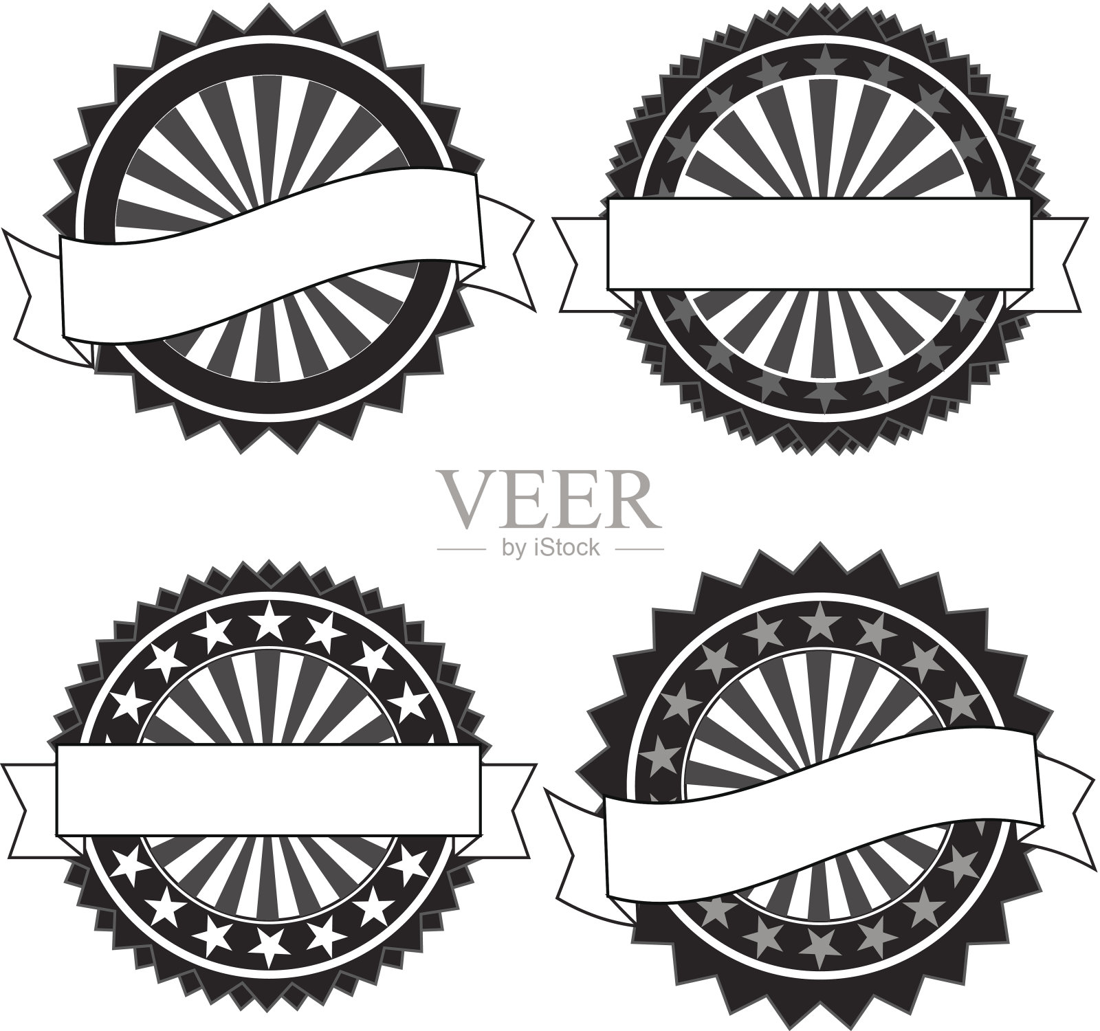 矢量黑白复古标签插画图片素材