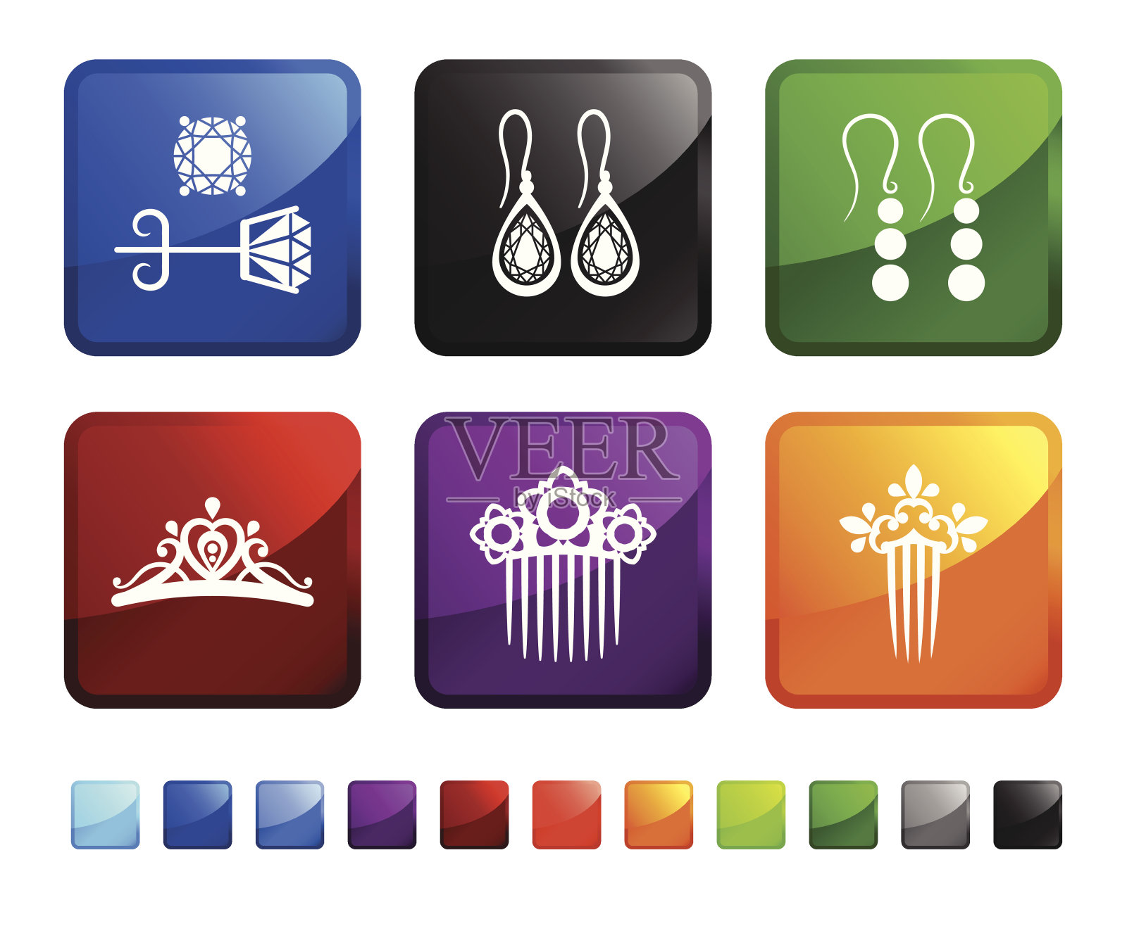 女性钻石珠宝版税免费矢量图标设置贴纸图标素材