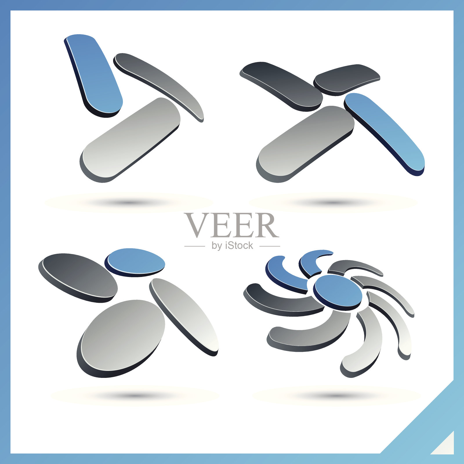 蓝色3d公司标志。插画图片素材