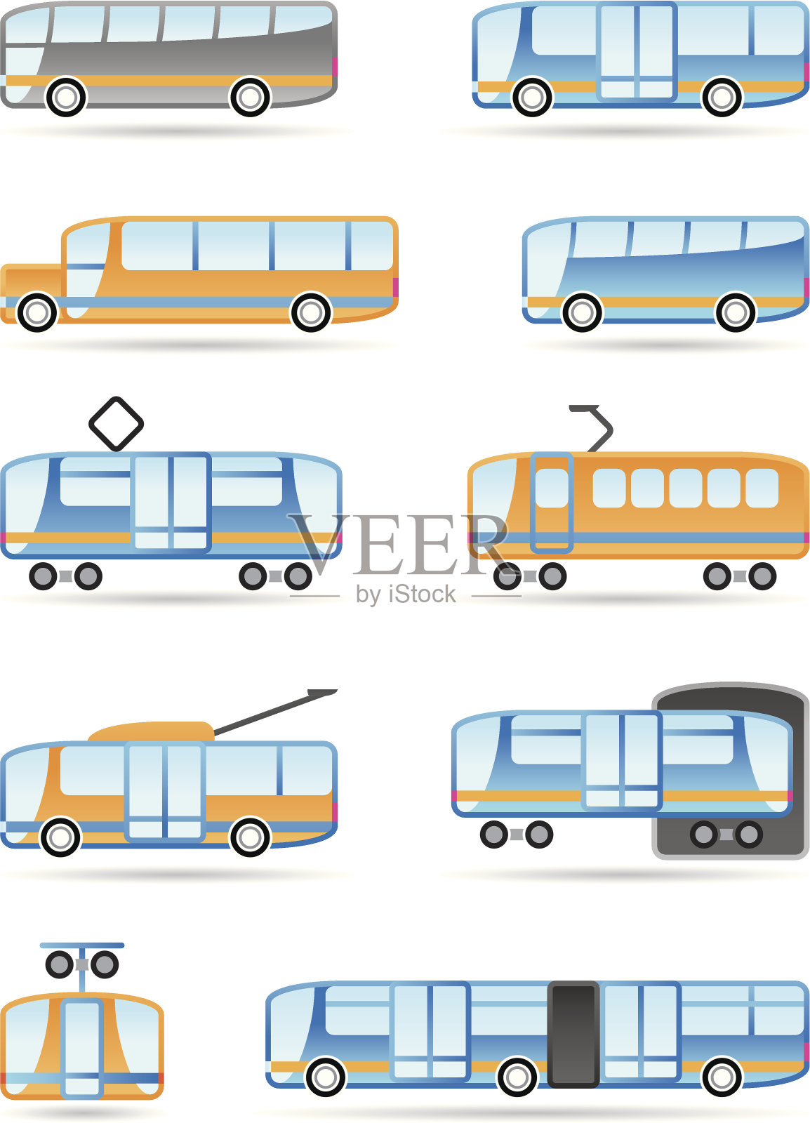 公共交通图标套装插画图片素材