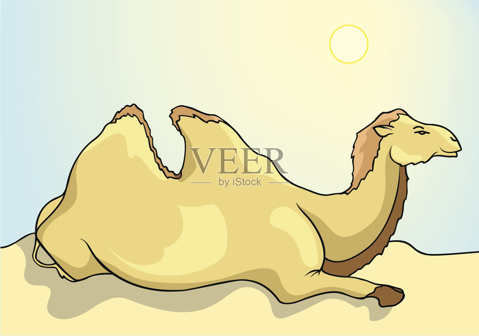 沙漠中的骆驼插画图片素材