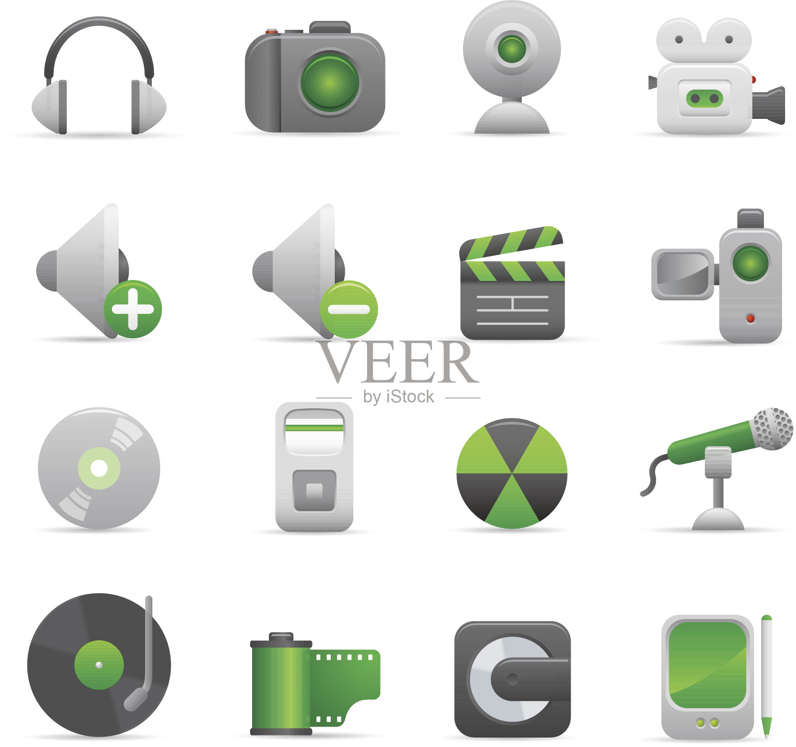 绿色多媒体图标图标素材