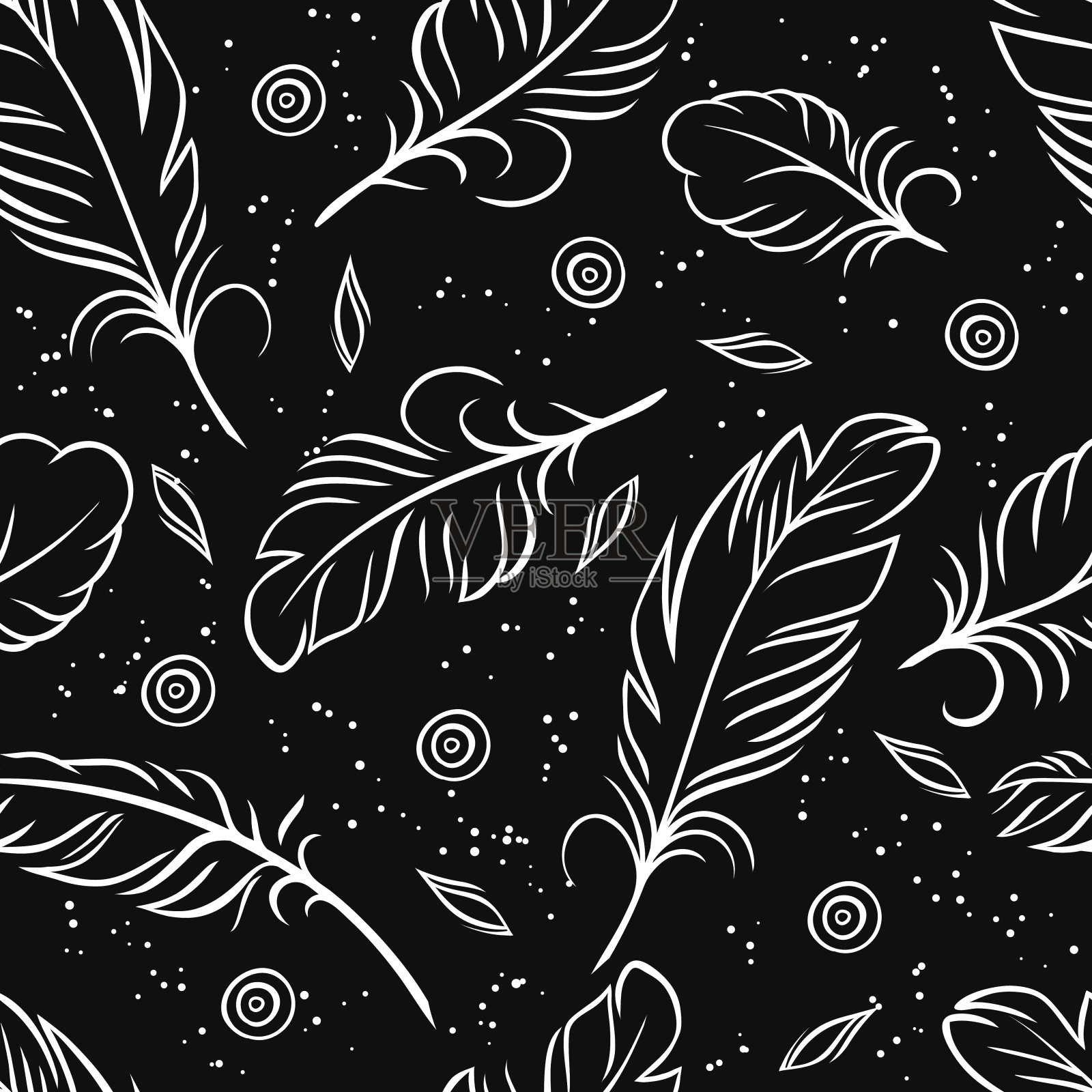 矢量插图。无缝图案的抽象羽毛。插画图片素材