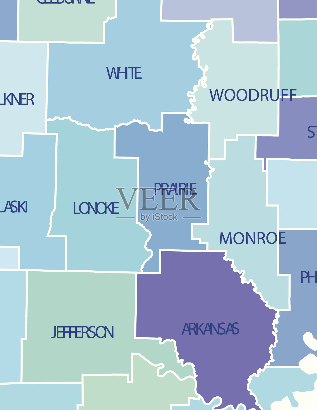 阿肯色州地图与县和活动和社区援助图标插画图片素材