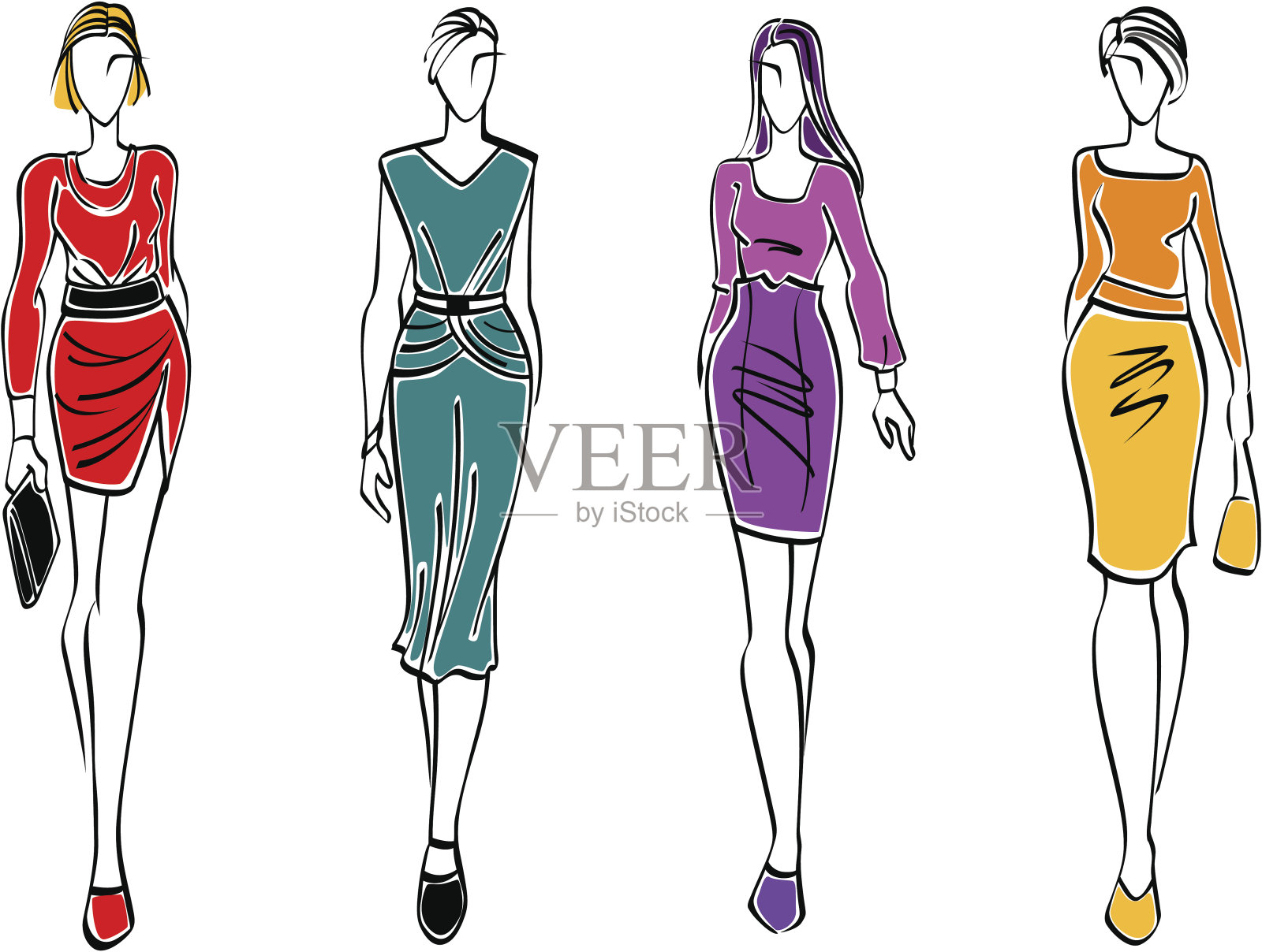 休闲时装模特插画图片素材