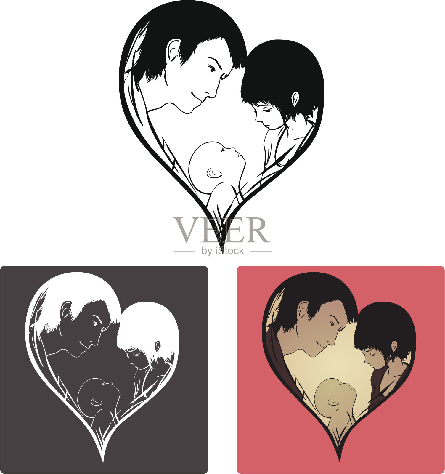 家庭的心插画图片素材