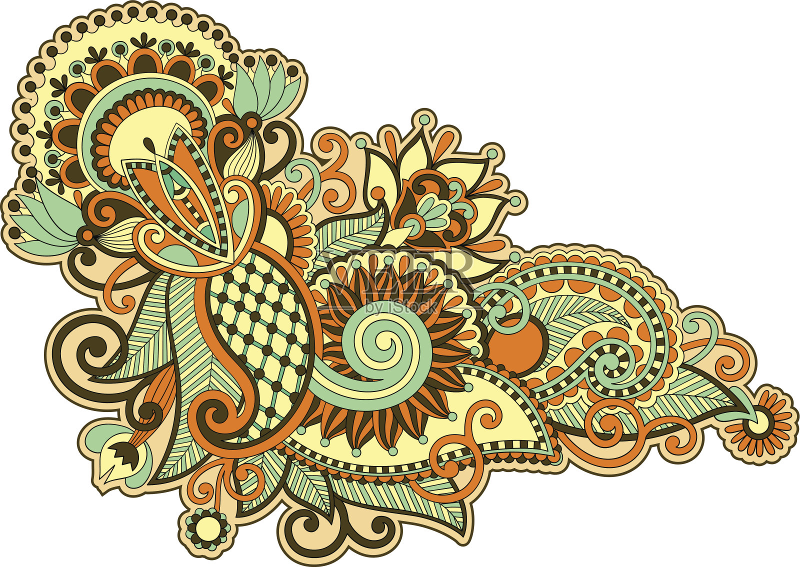 原创手绘线条艺术华丽的花卉设计插画图片素材