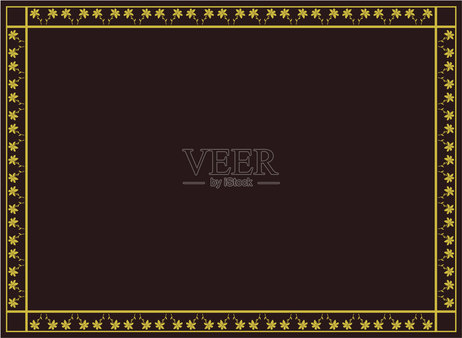 装饰性的向量框架与花卉窗饰插画图片素材