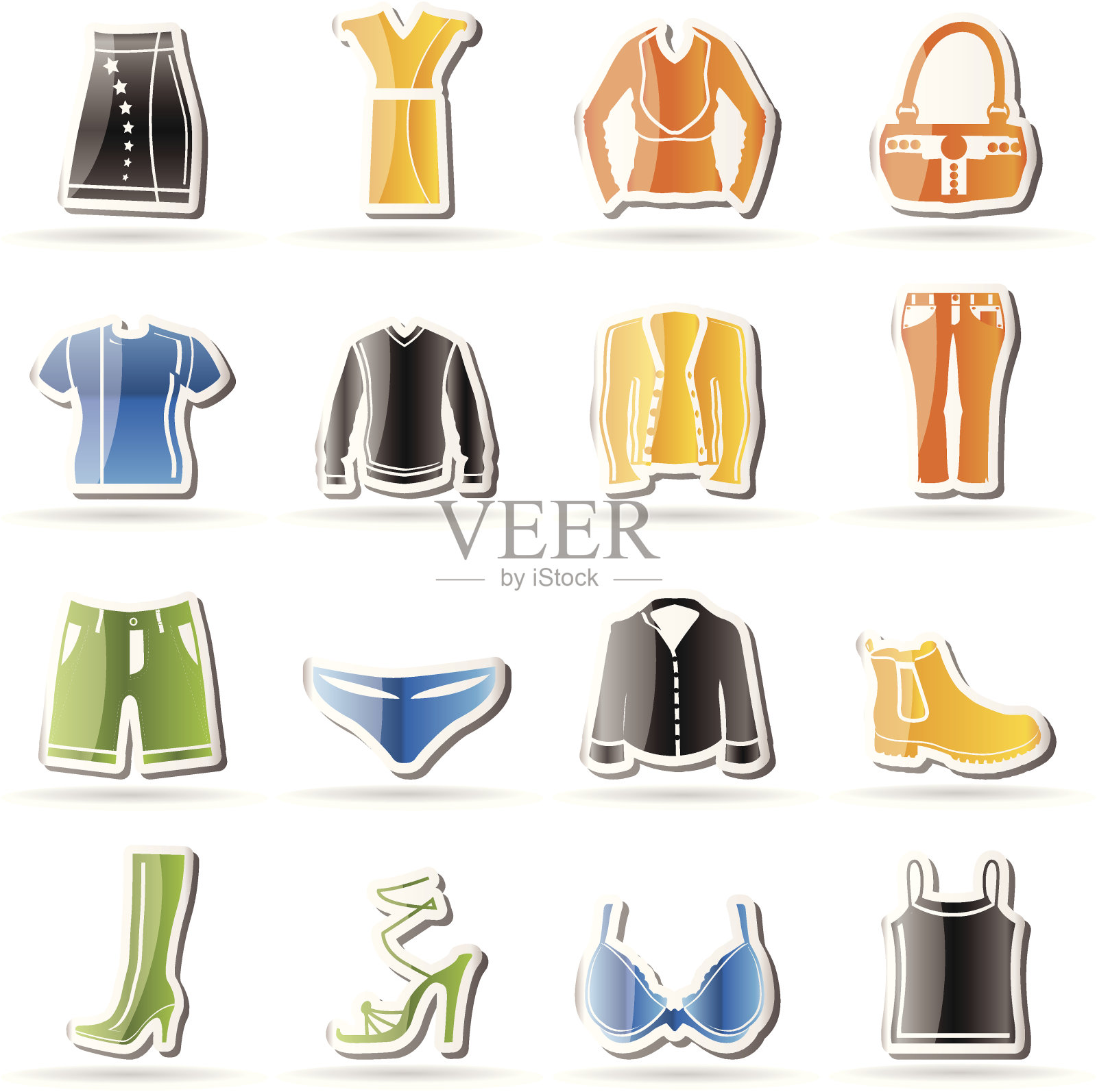 简单的服装和服装图标插画图片素材