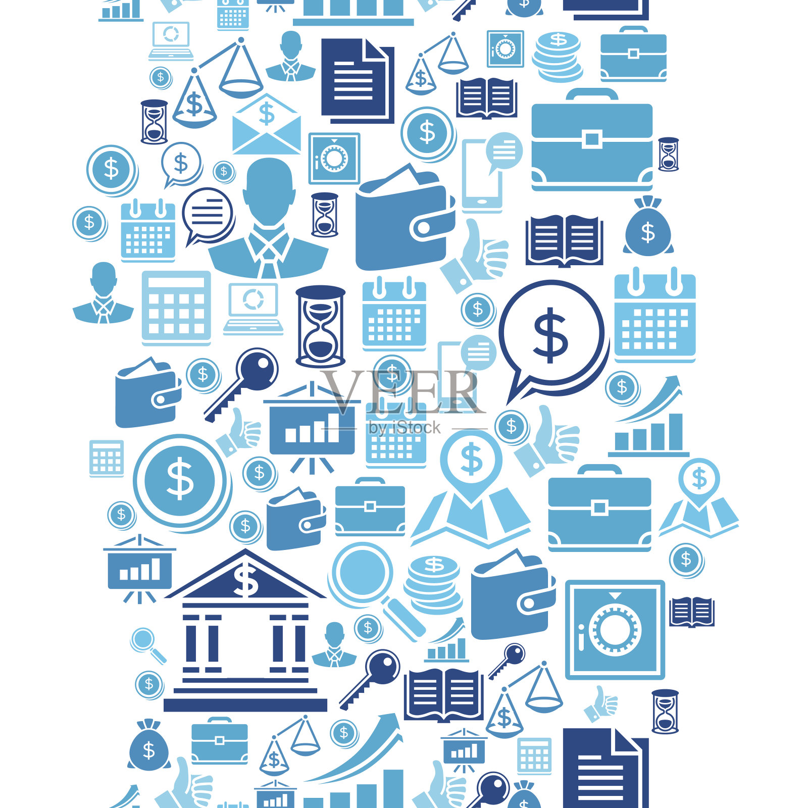 无缝模式的业务图标。插画图片素材