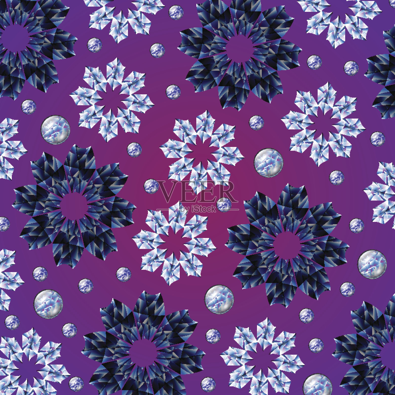 白色和蓝色的花朵插画图片素材