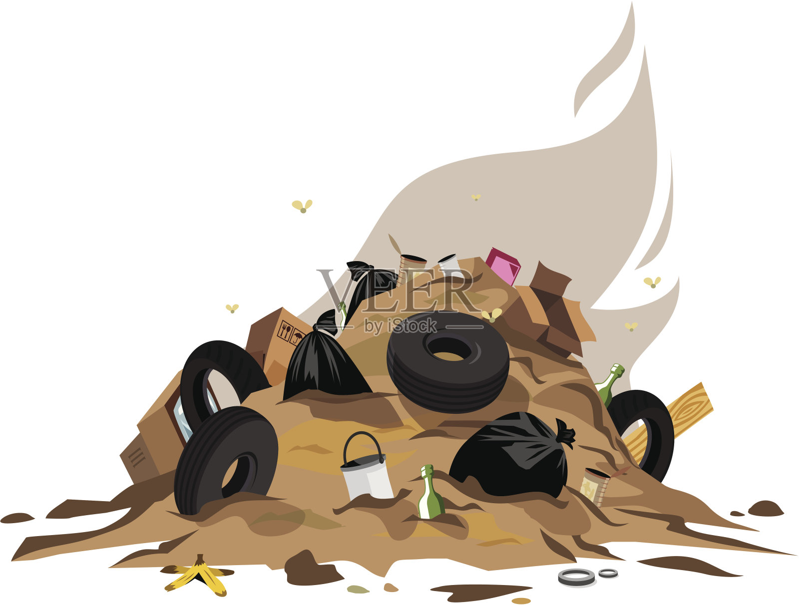 白色背景上的卡通垃圾堆插画图片素材