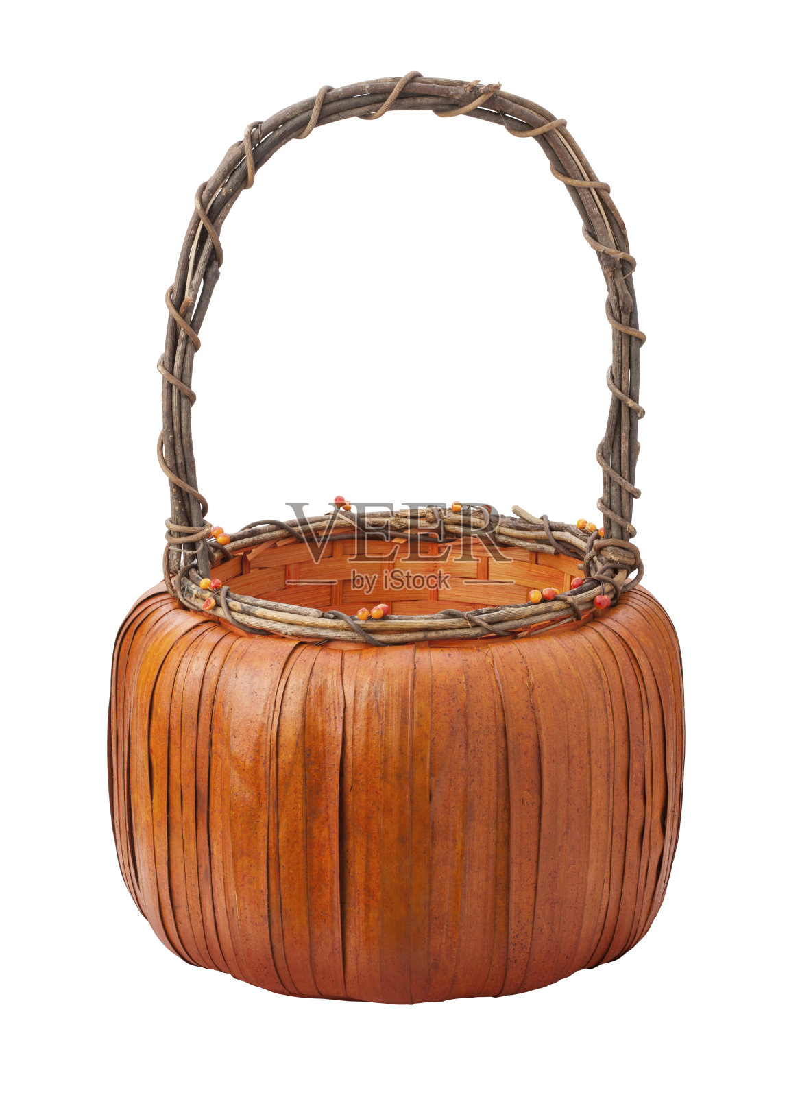 南瓜篮孤立在白色照片摄影图片