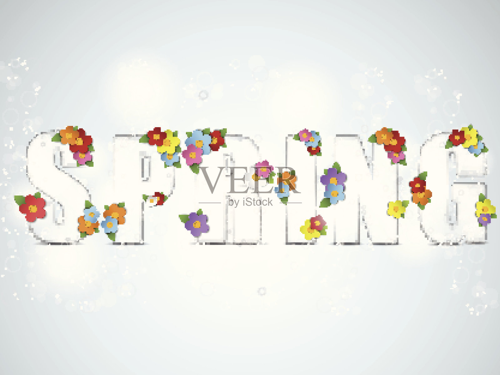 春天玻璃字母花插画图片素材