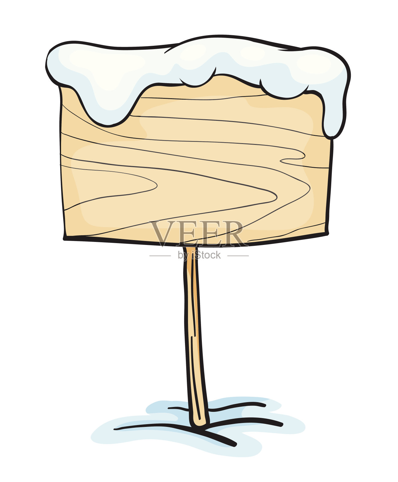 雪在船上插画图片素材