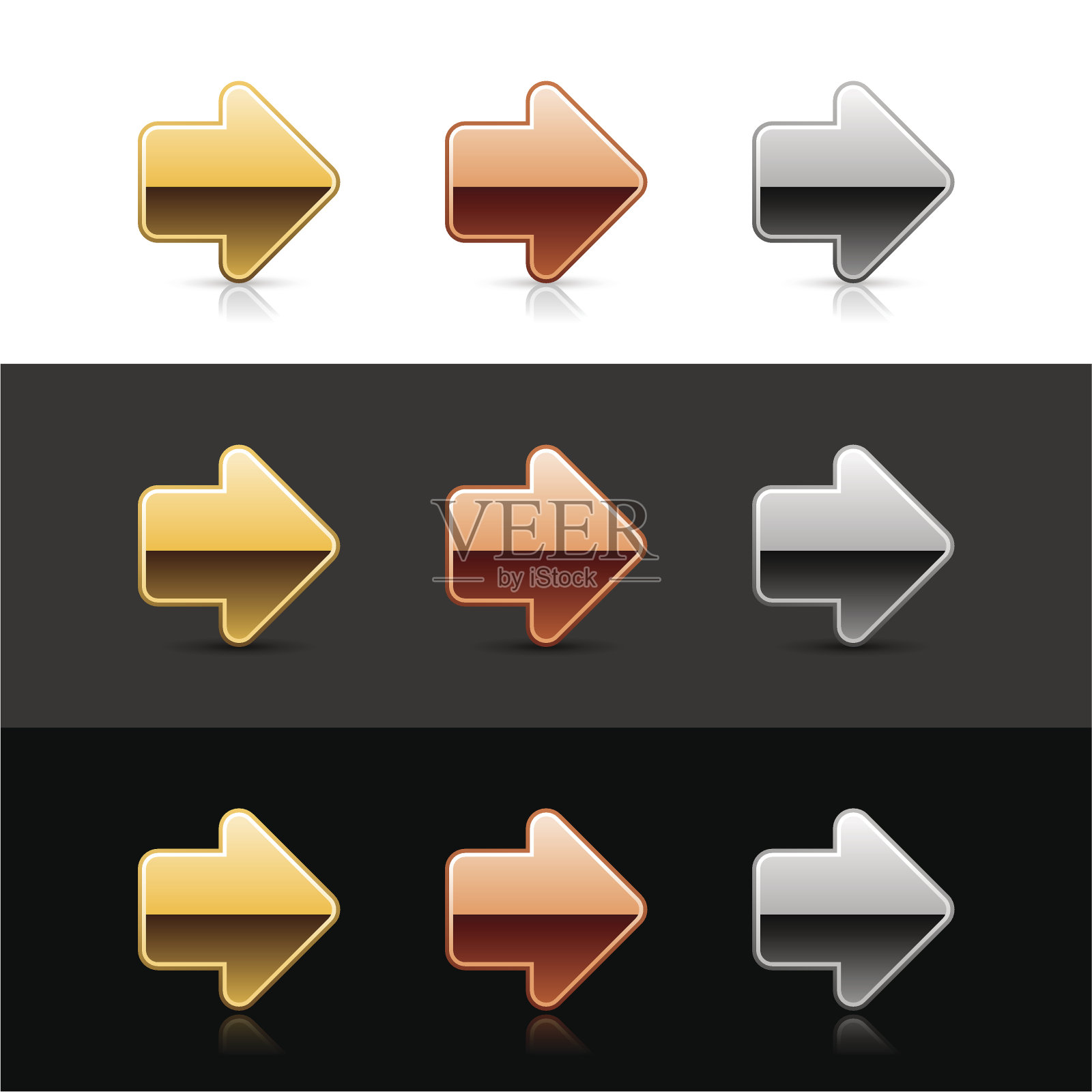箭头图标金属标志金青铜银网按钮图标素材