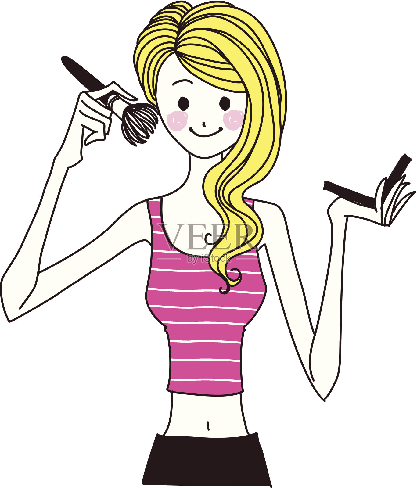 女人化妆的特写插画图片素材