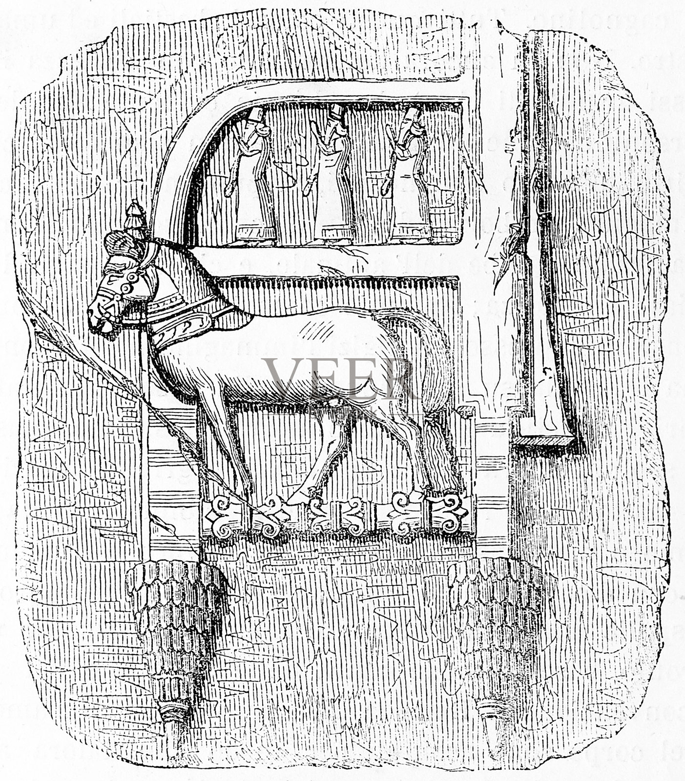 亚述马雕塑设计元素图片