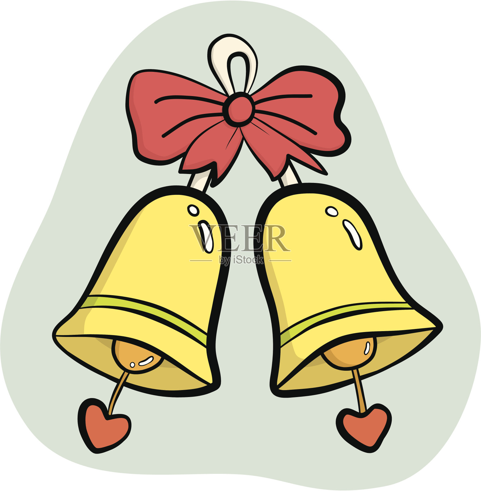 两个金色的铃铛设计元素图片