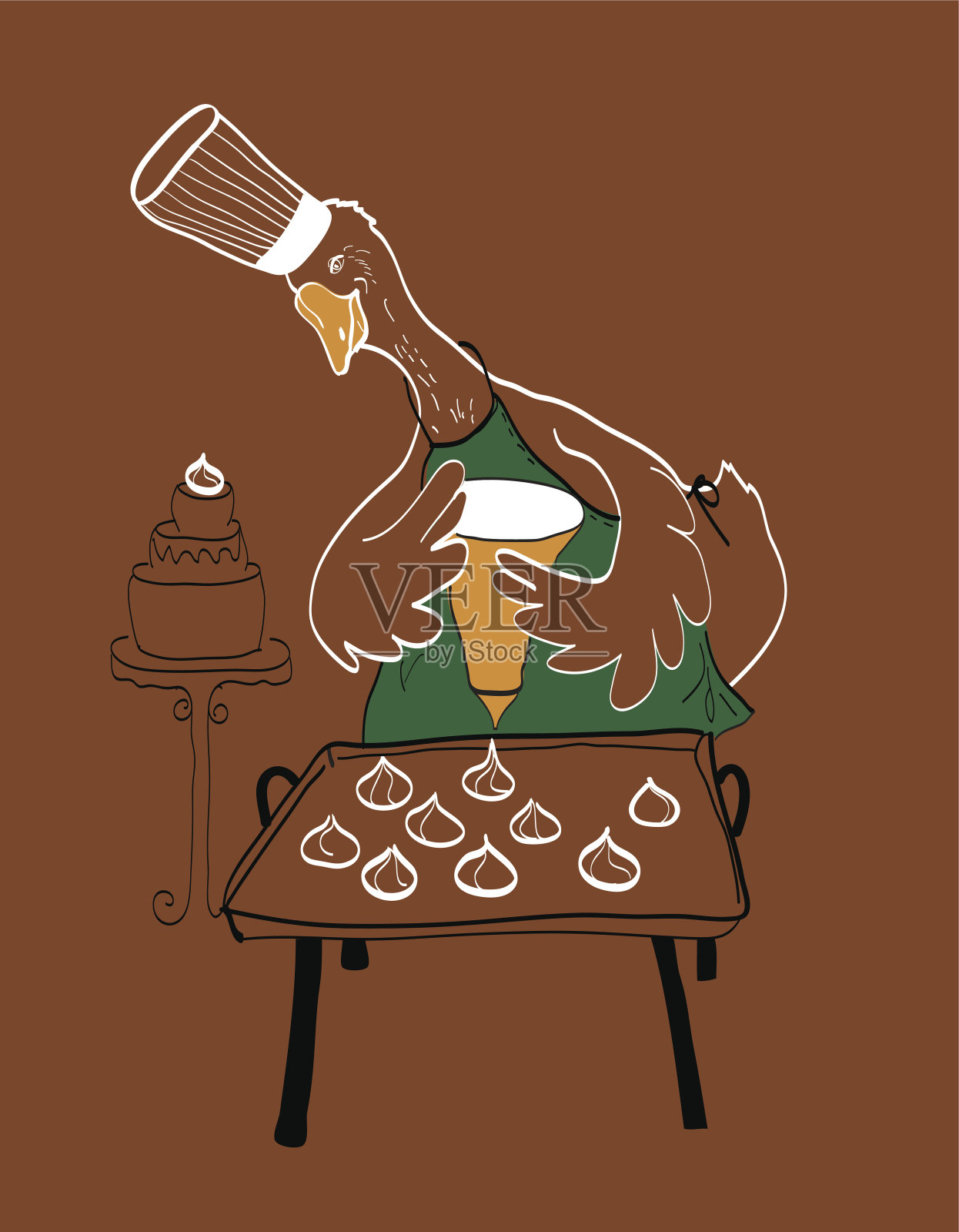 在桌子上吃东西的女人插画图片素材