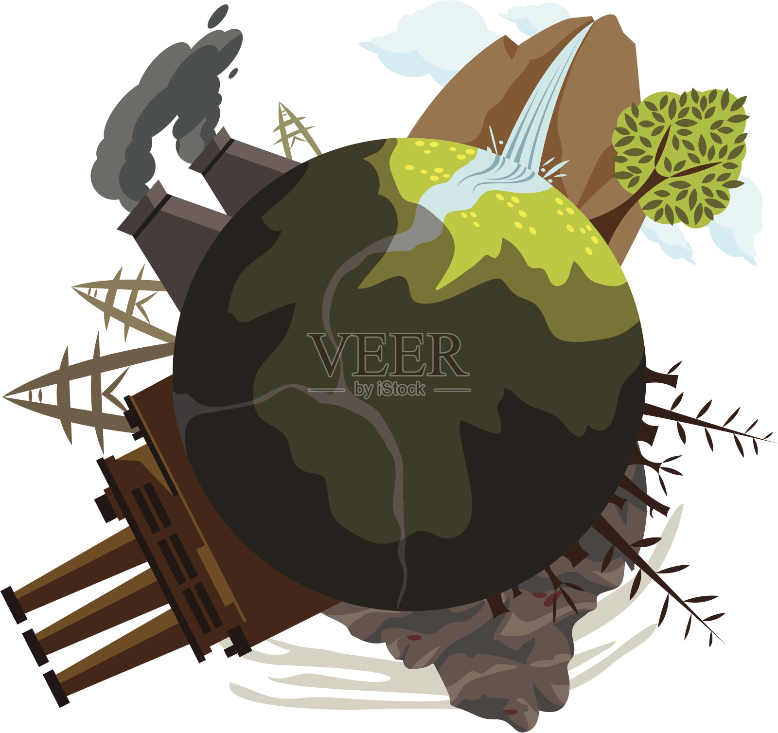 地球上的全球性污染问题。插画图片素材