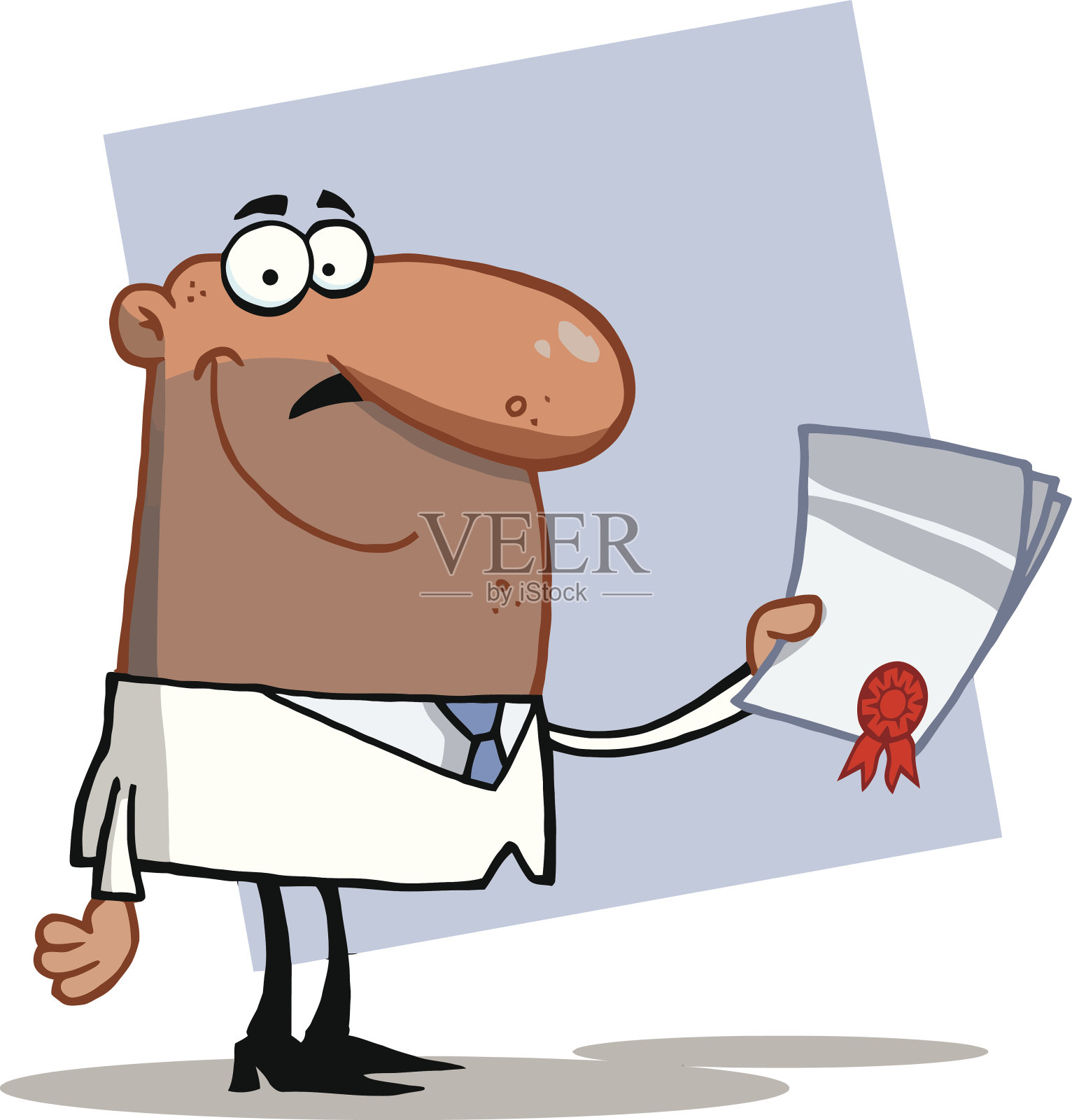 持有一份有背景合同的非裔美国商人插画图片素材