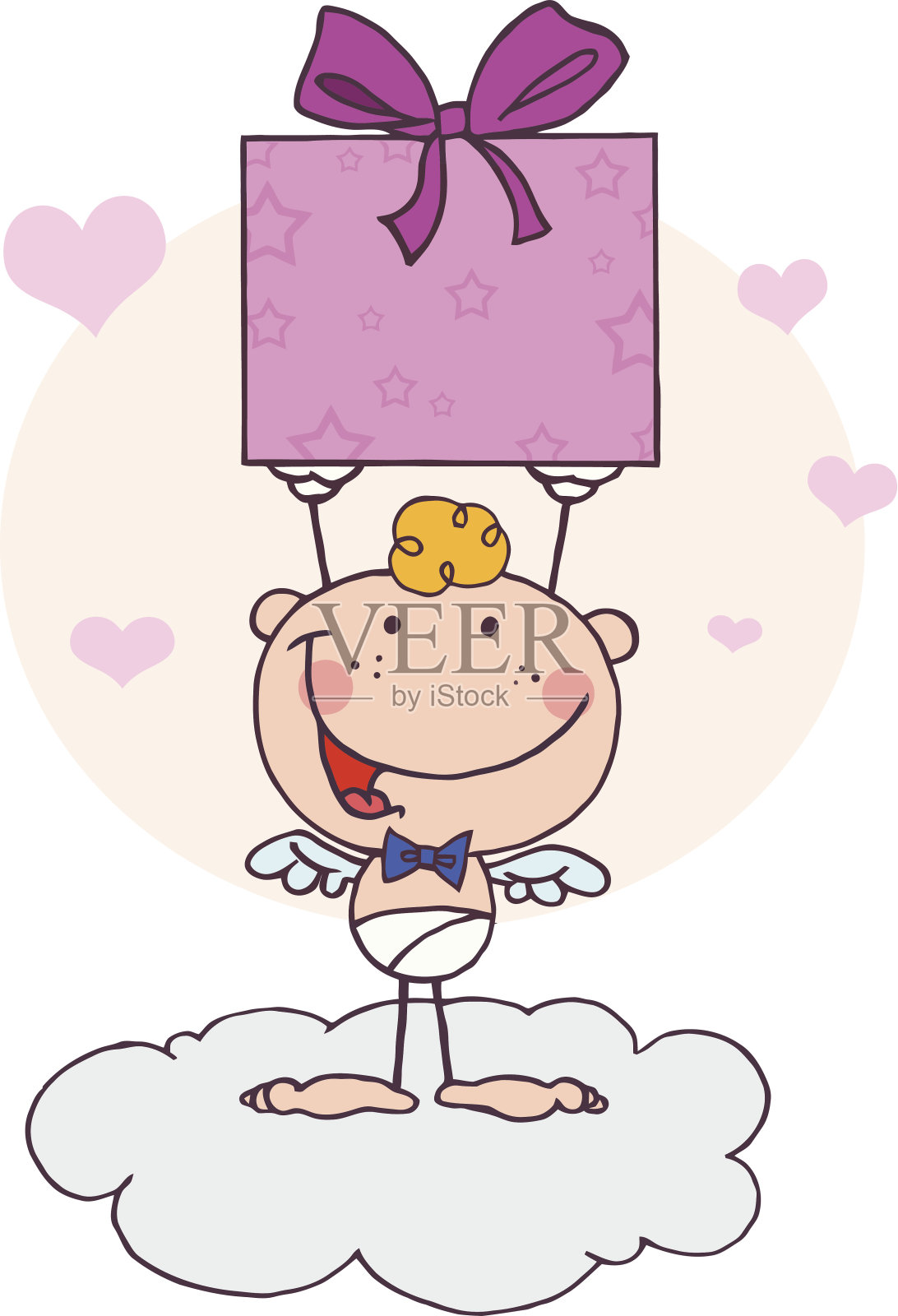 木棍丘比特拿着一个有背景的礼物设计元素图片