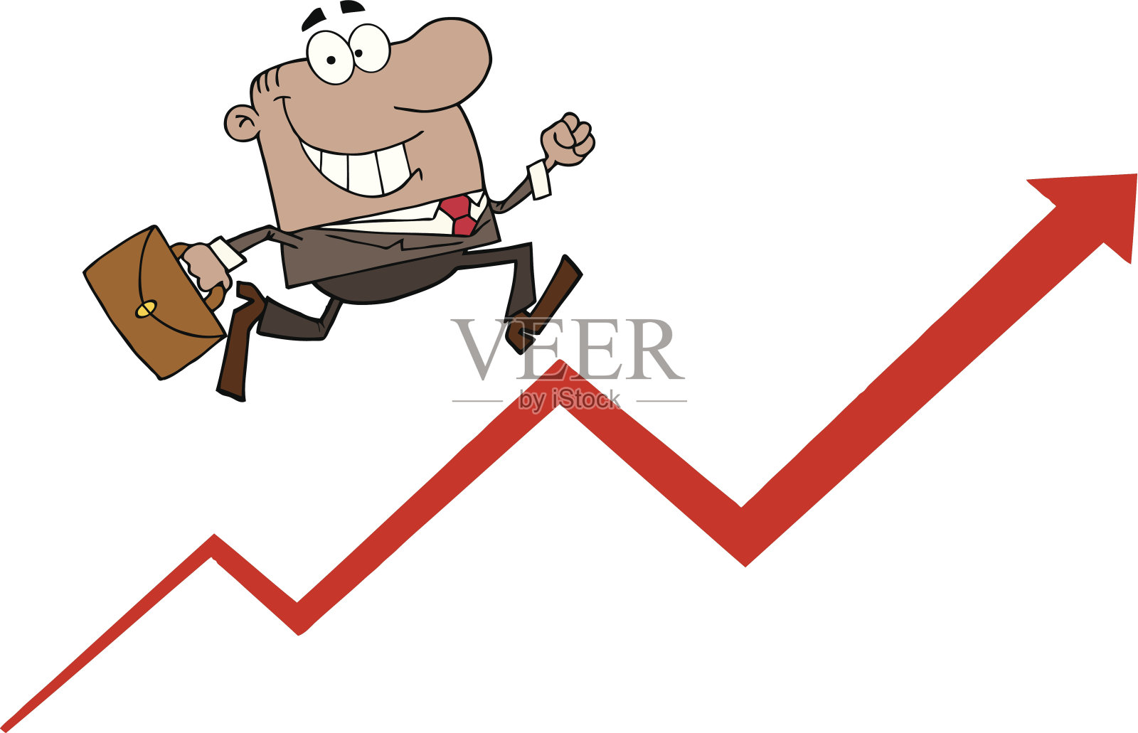 非裔美国人快乐的商人在箭上奔跑插画图片素材