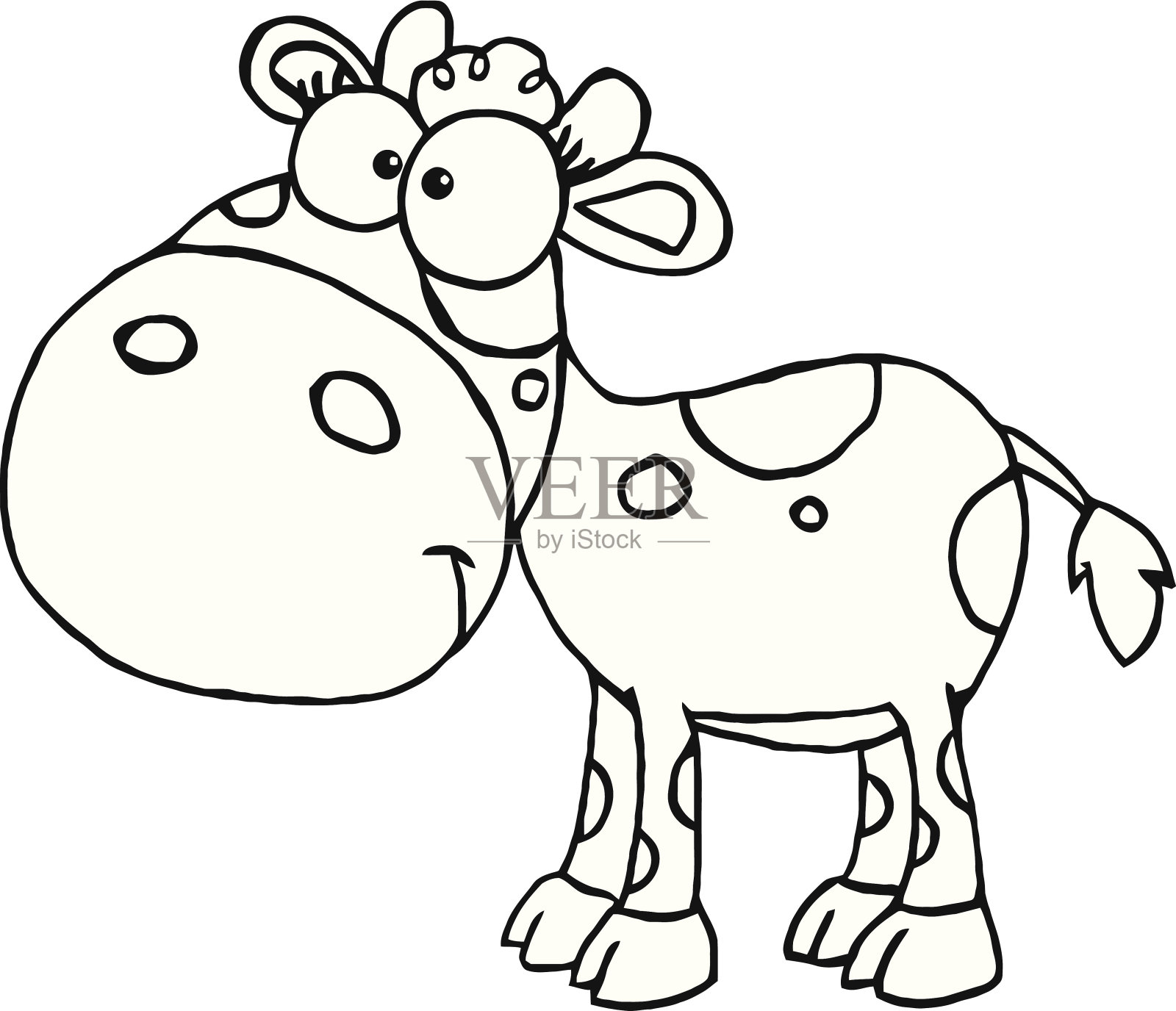 黑色和白色的快乐小牛插画图片素材