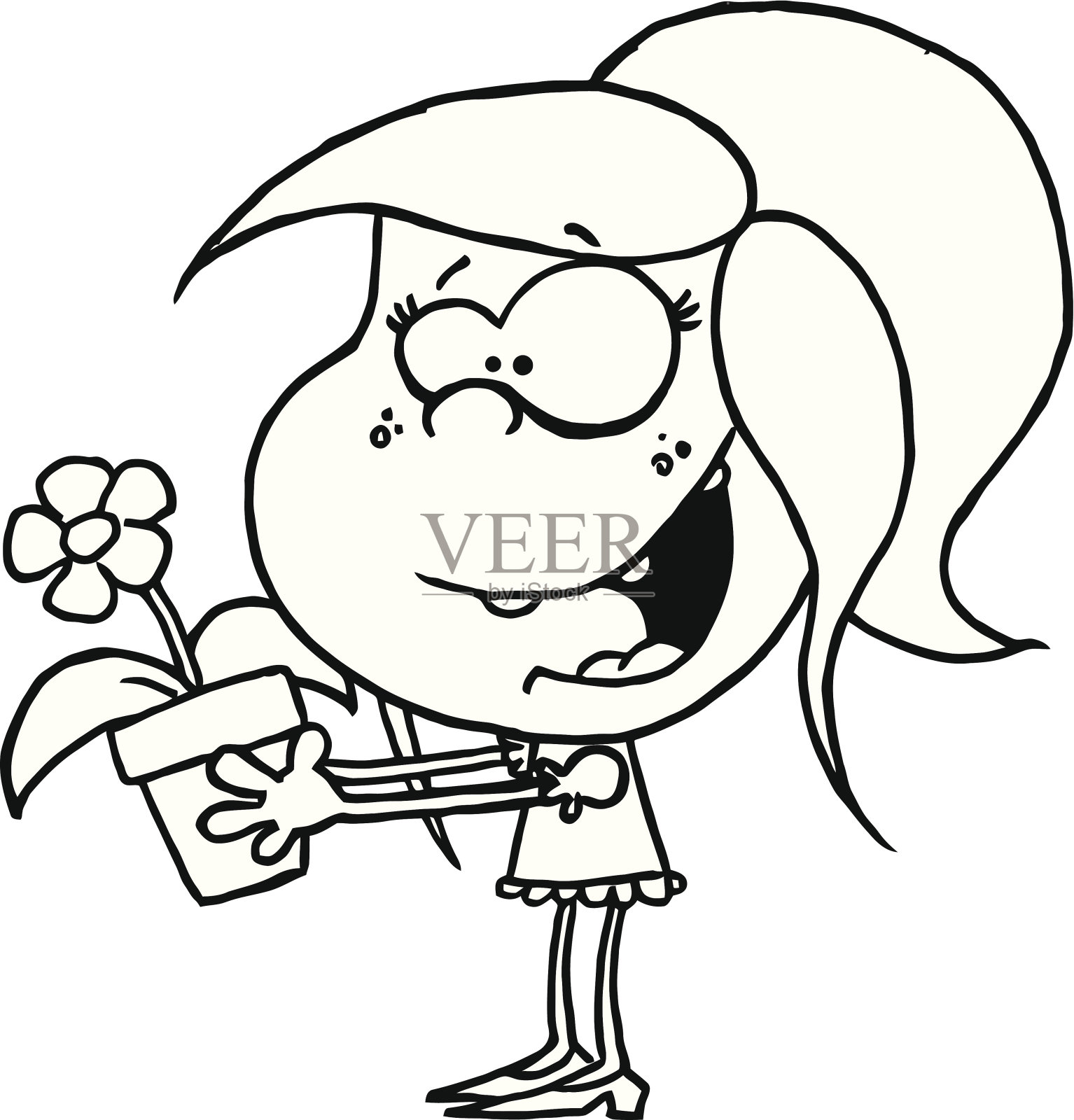 黑人和白人的年轻女孩拿着一个花盆设计元素图片