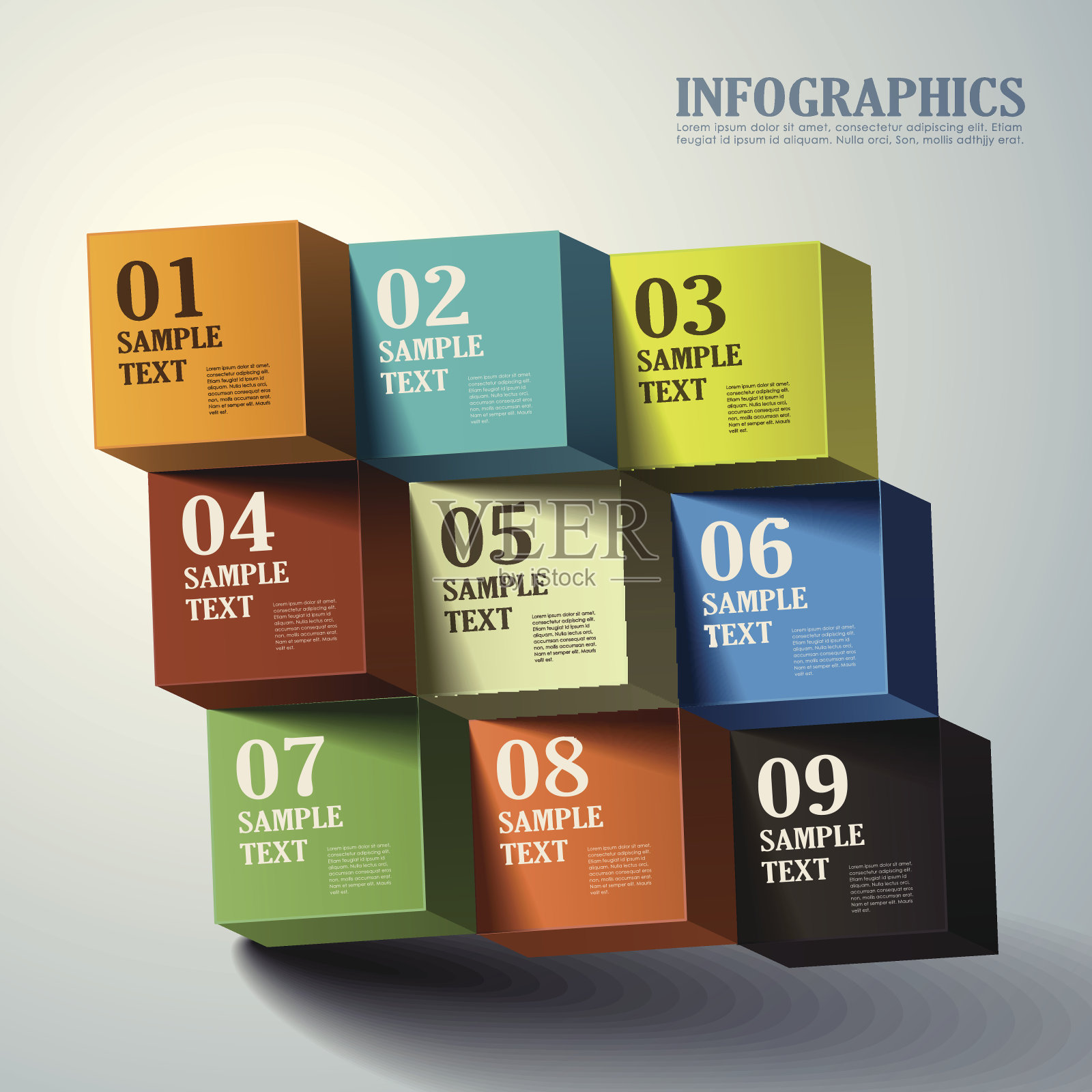 抽象三维立方体信息图插画图片素材