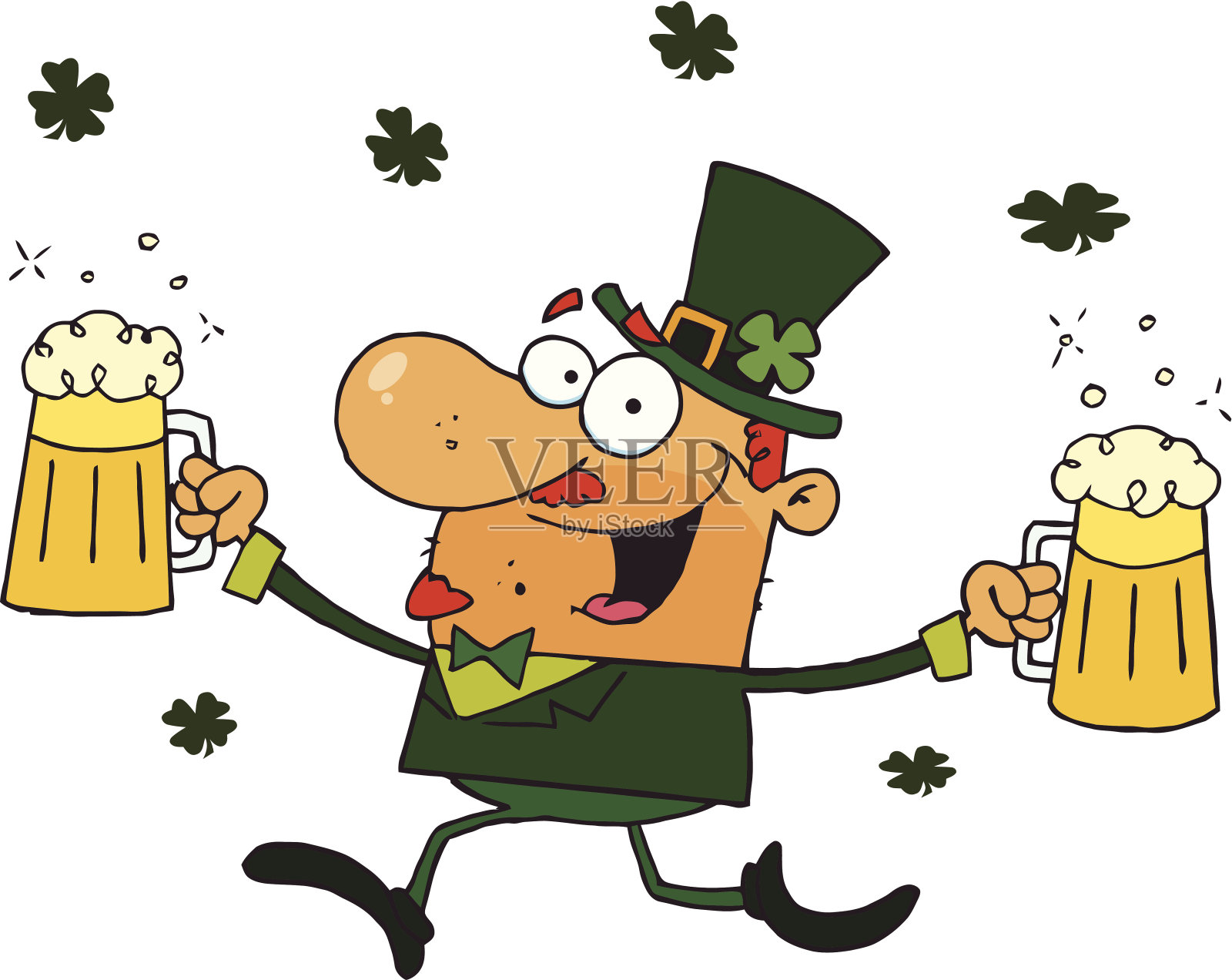 小妖精和两瓶啤酒设计元素图片