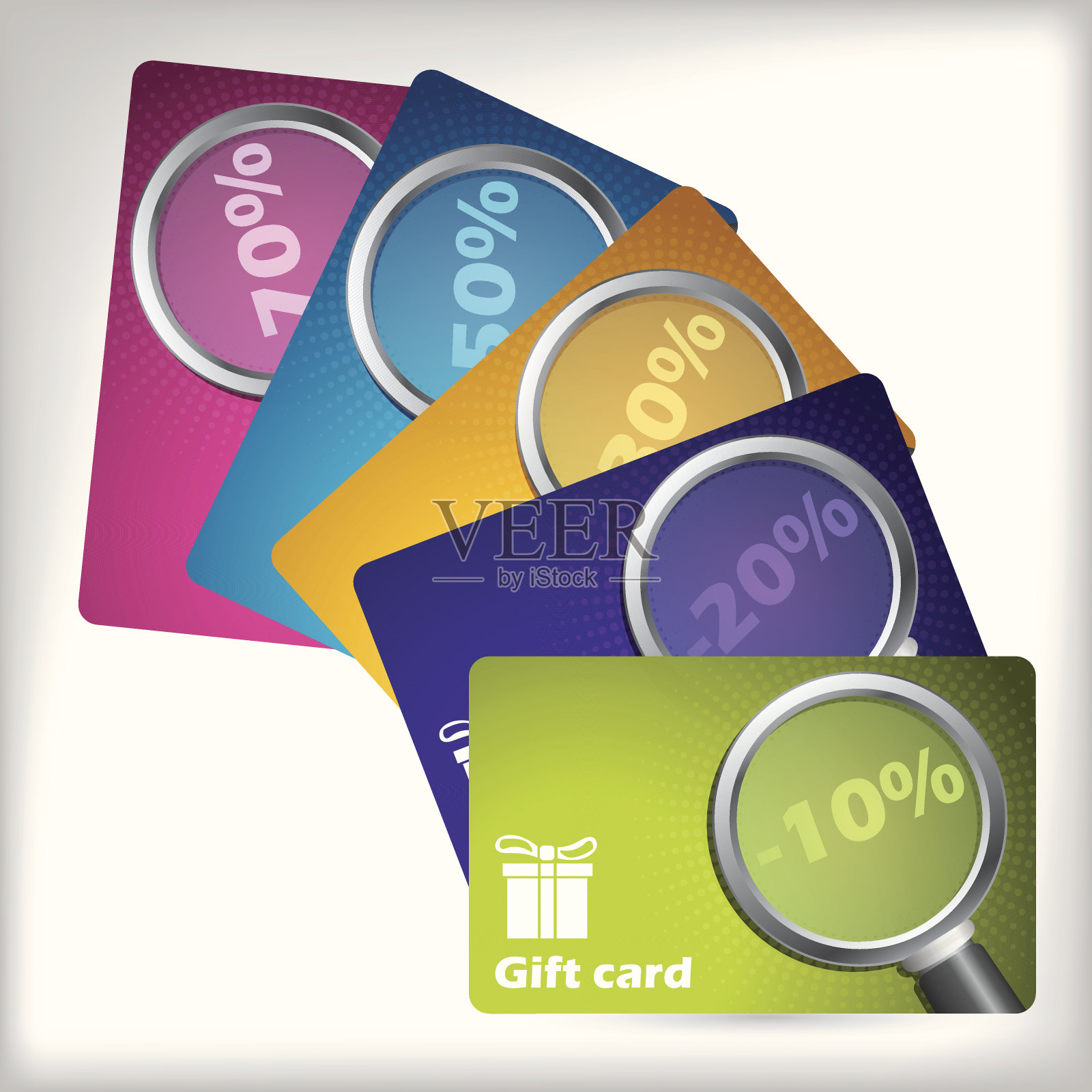 礼品卡设计与放大镜插画图片素材