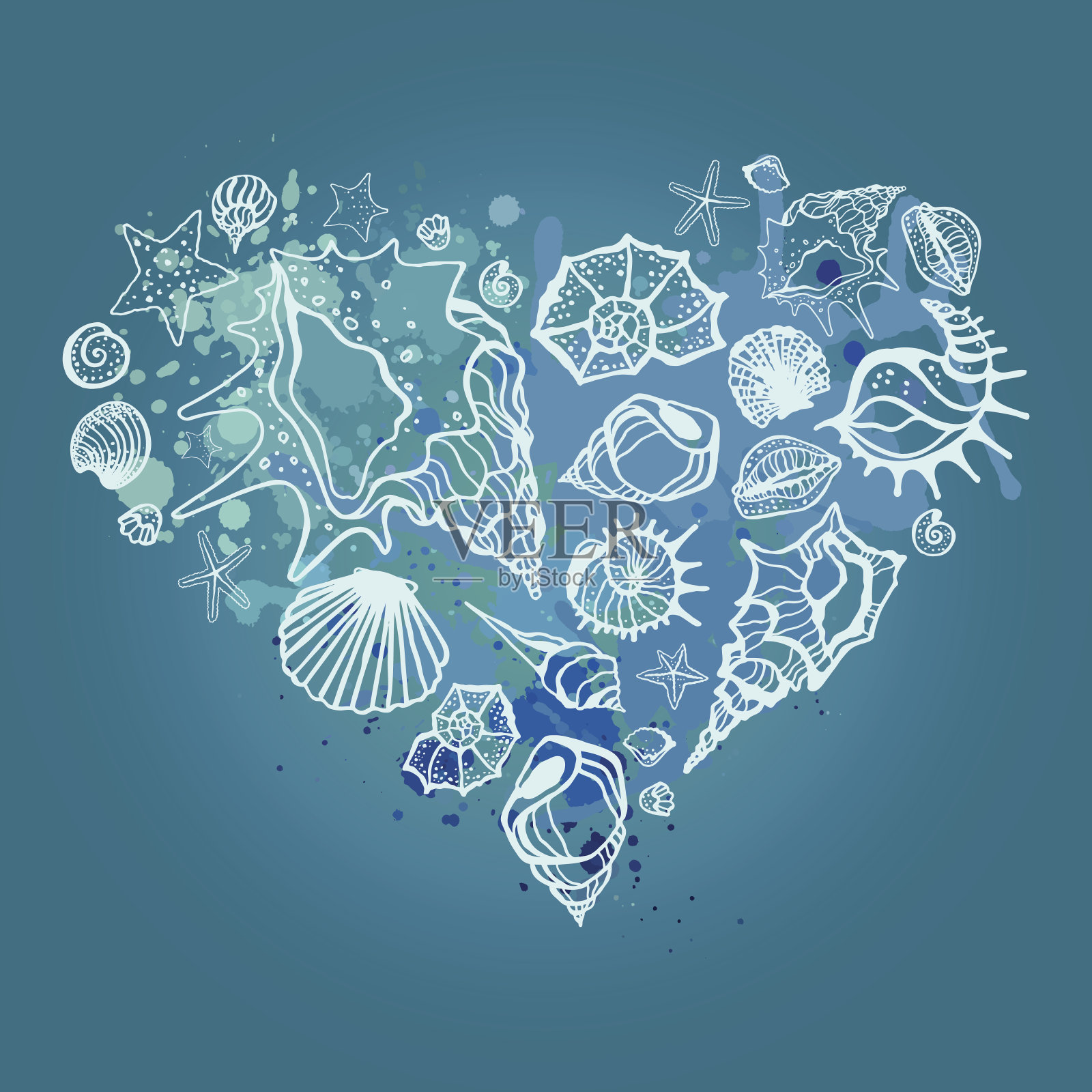 贝壳的心。插画图片素材