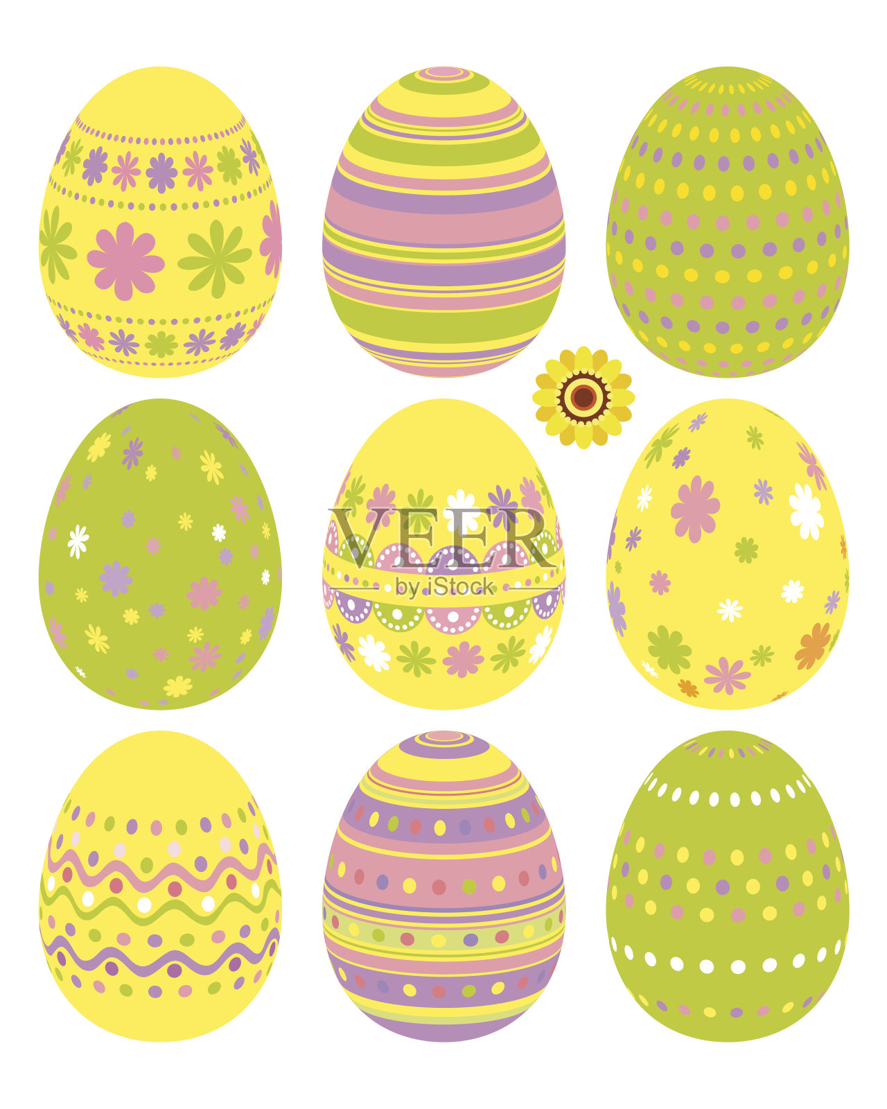 一套复活节彩蛋插画图片素材