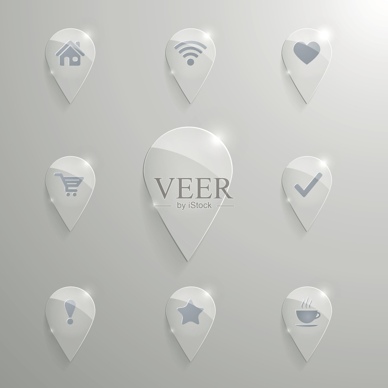 玻璃图钉套装插画图片素材