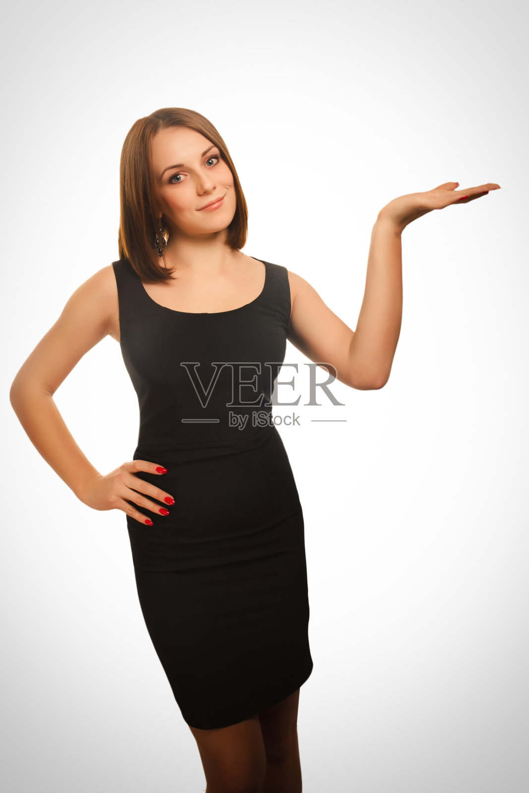 肖像快乐的年轻女孩显示女人照片摄影图片