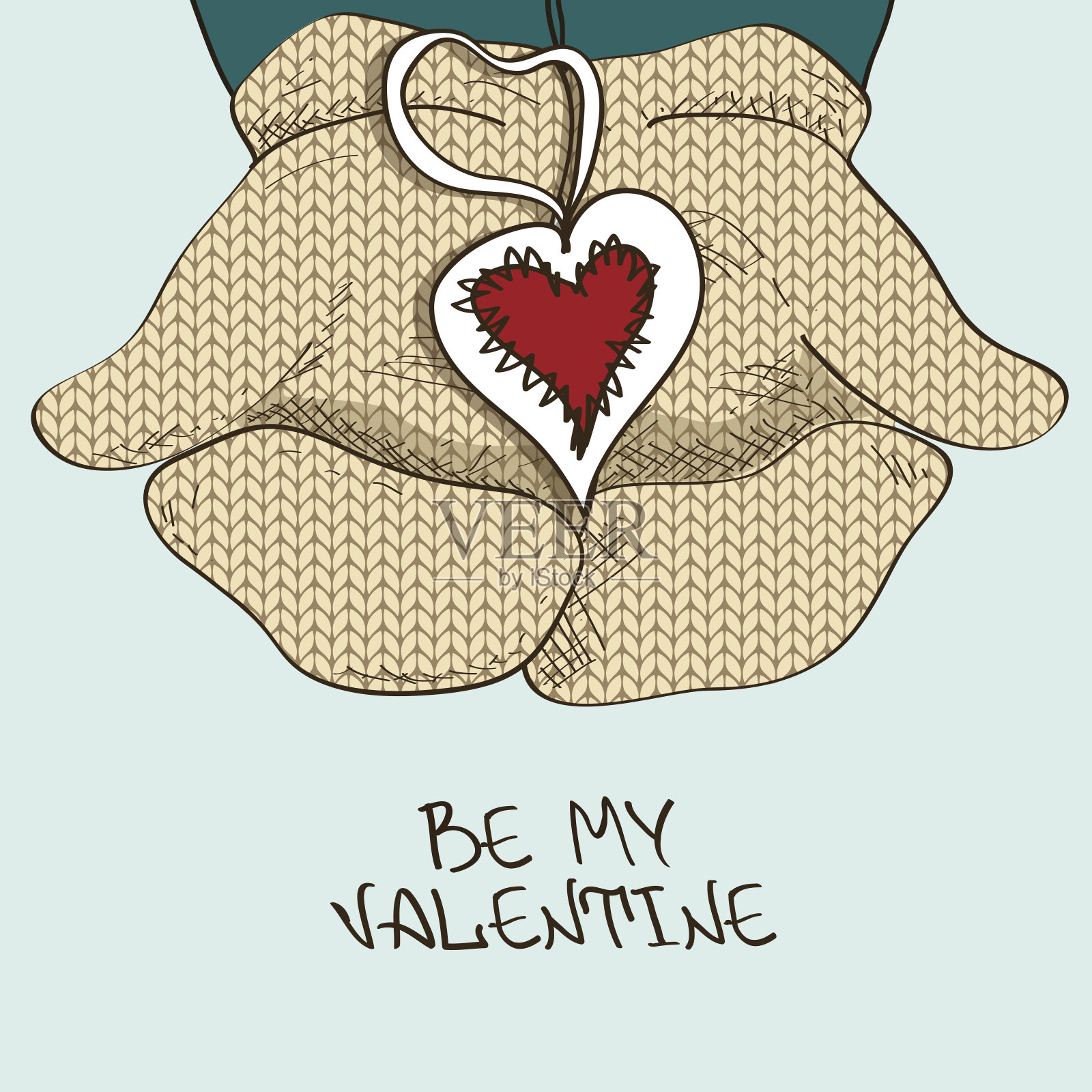 插图用手在连指手套托着心脏设计模板素材