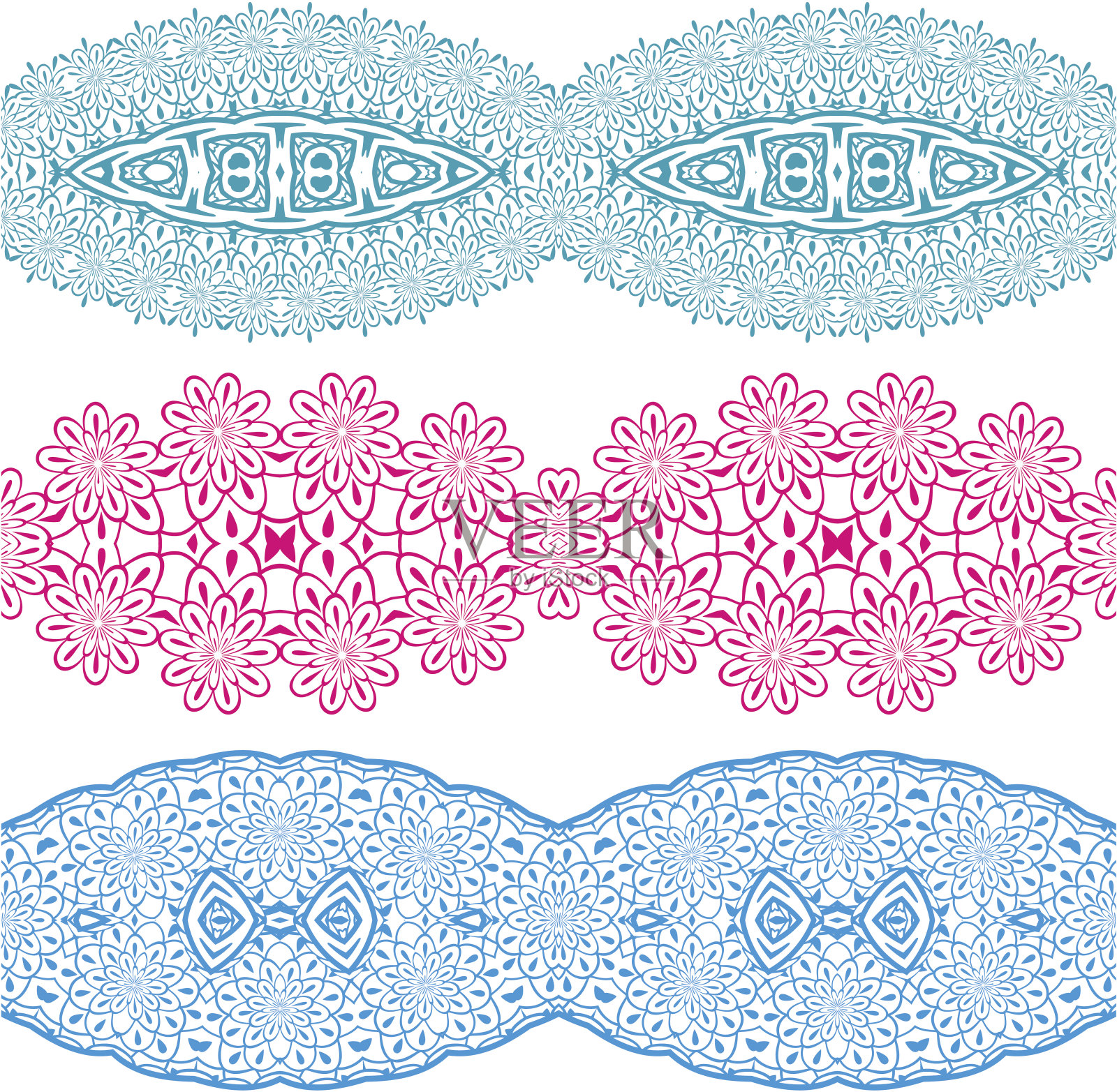 线性花卉装饰。插画图片素材