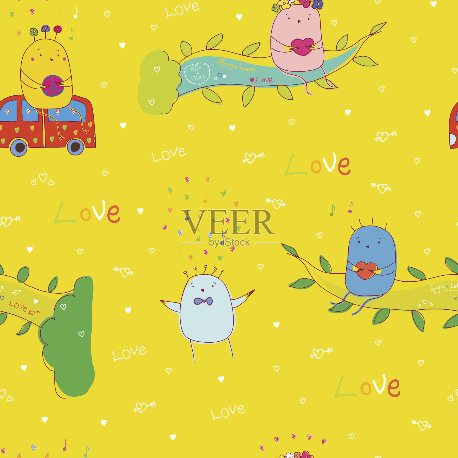 夏天的小鸟插画图片素材