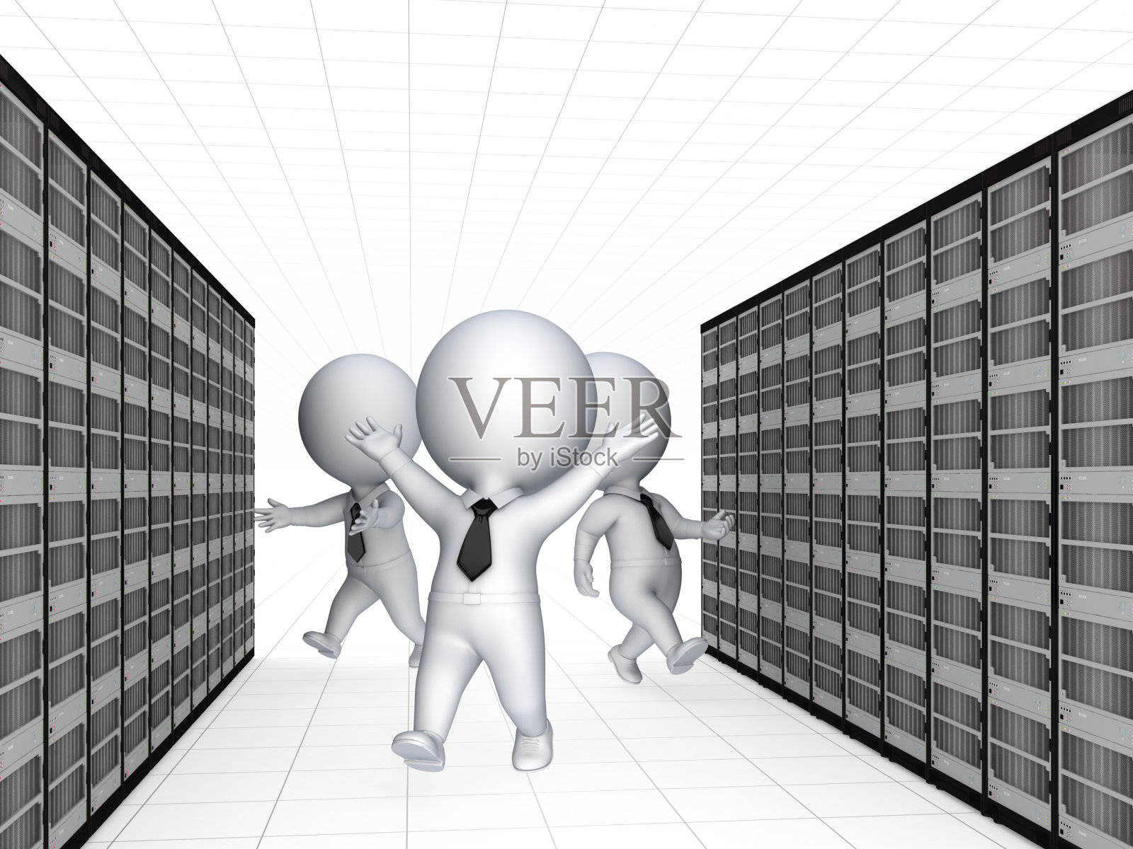 服务器和3d小人。照片摄影图片