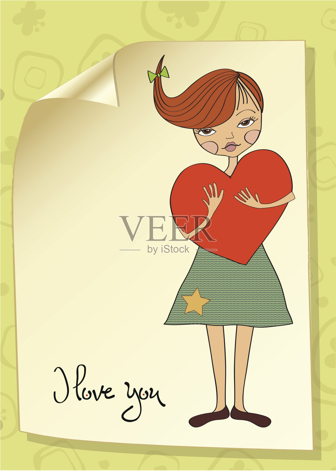 浪漫的年轻女孩，心胸宽广设计模板素材