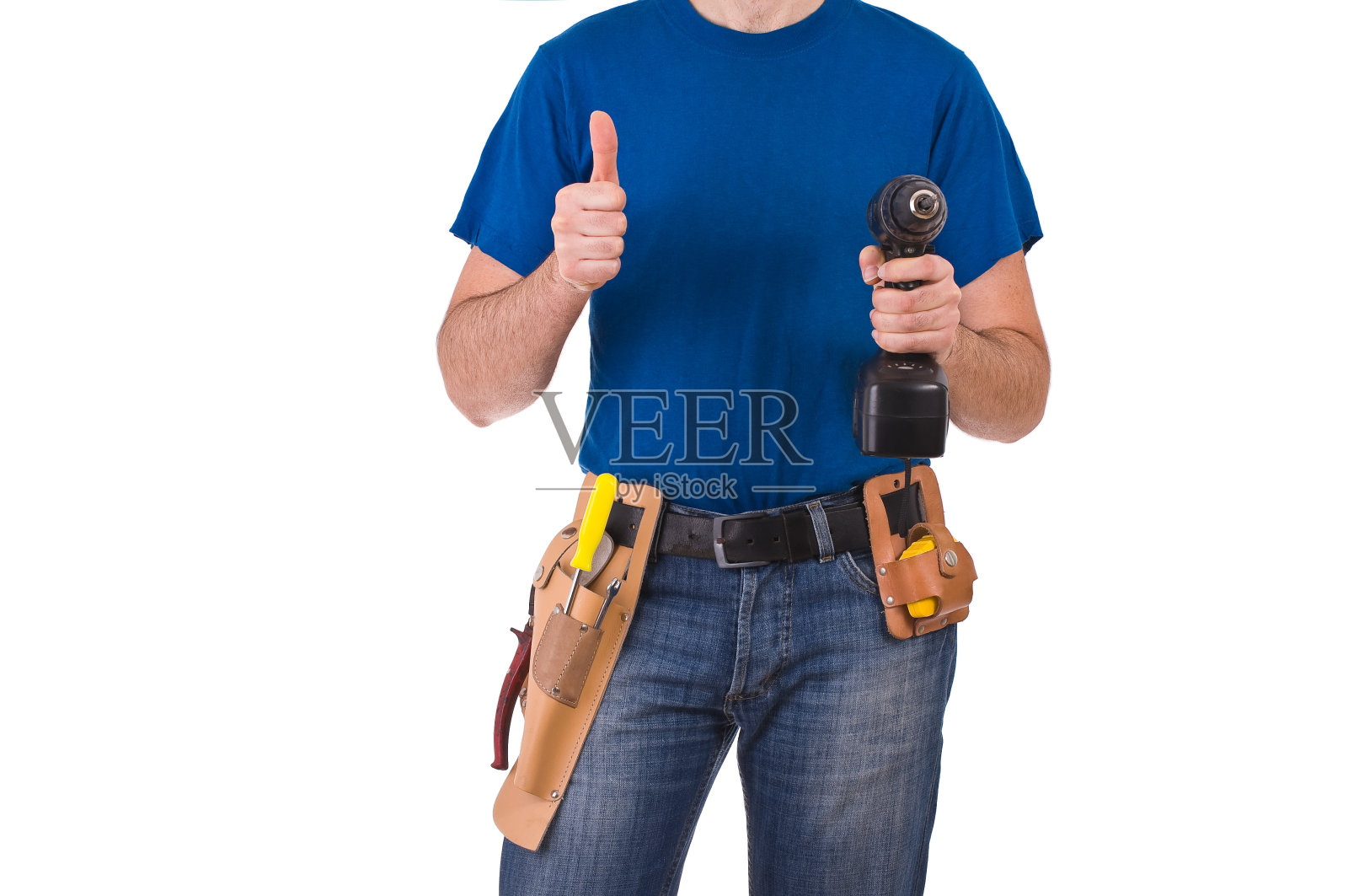 蓝领工人。照片摄影图片