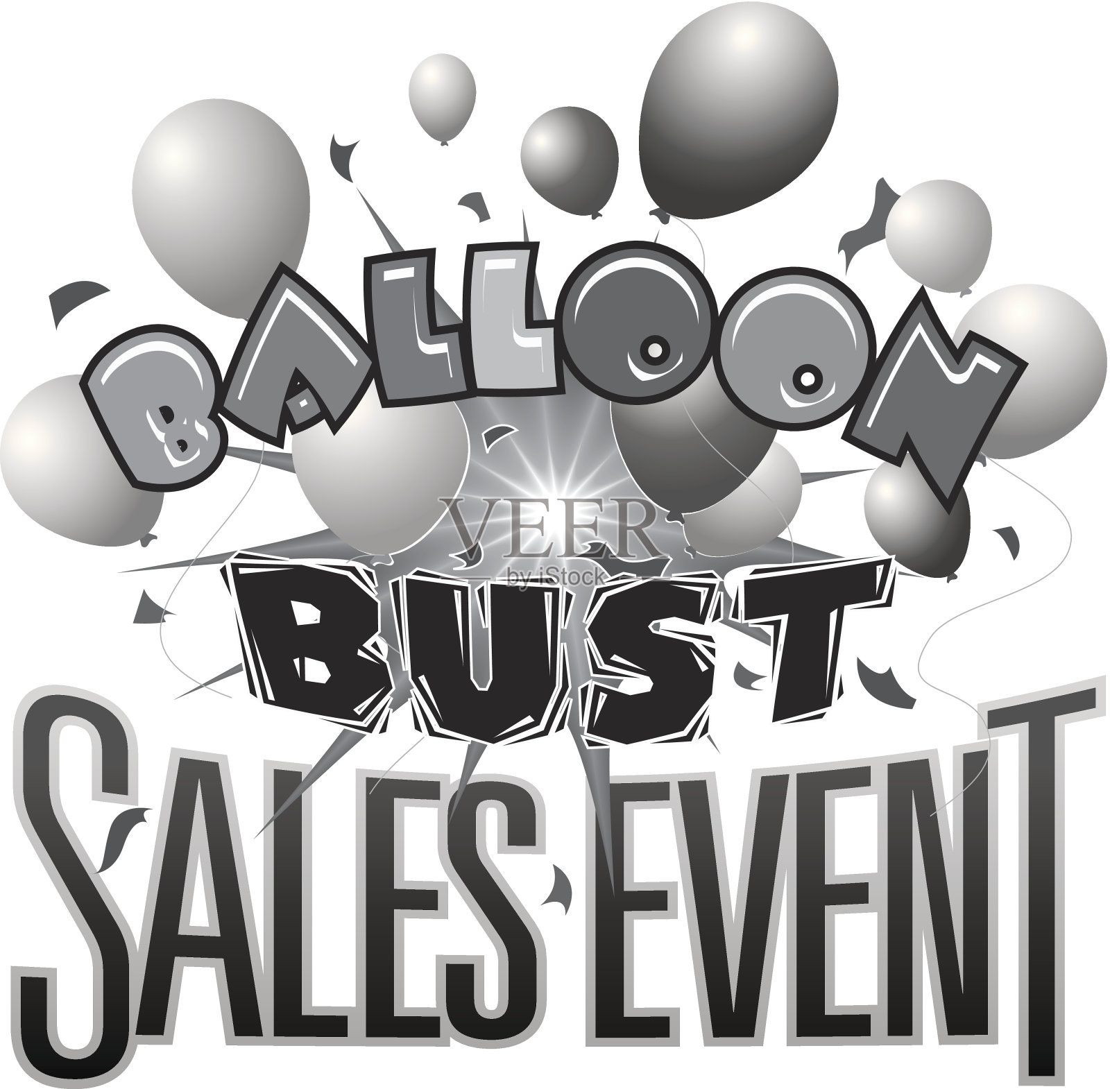 气球破裂标题插画图片素材