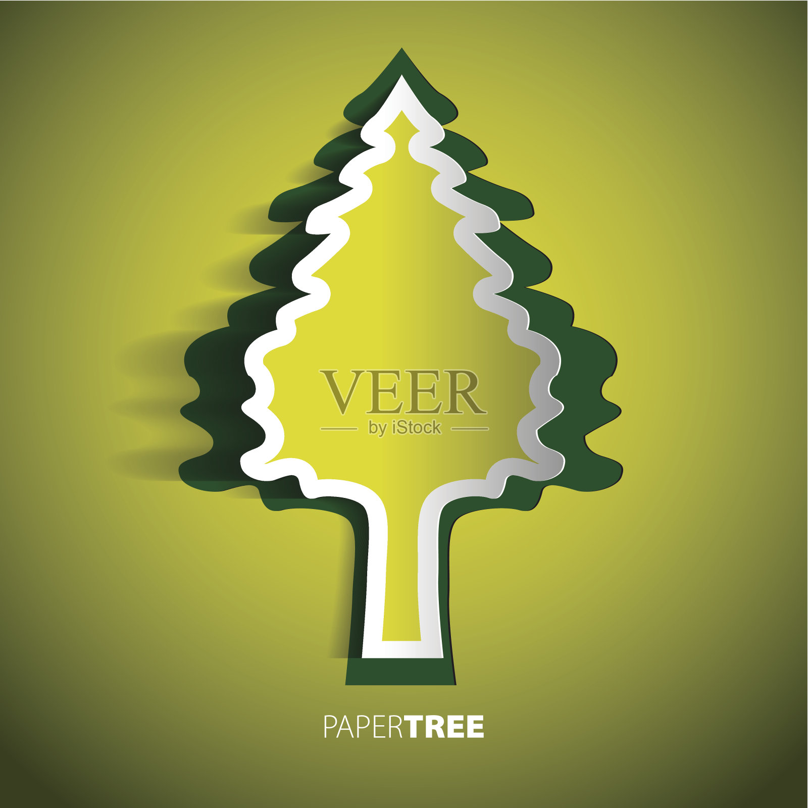 白色背景上的纸树插画图片素材