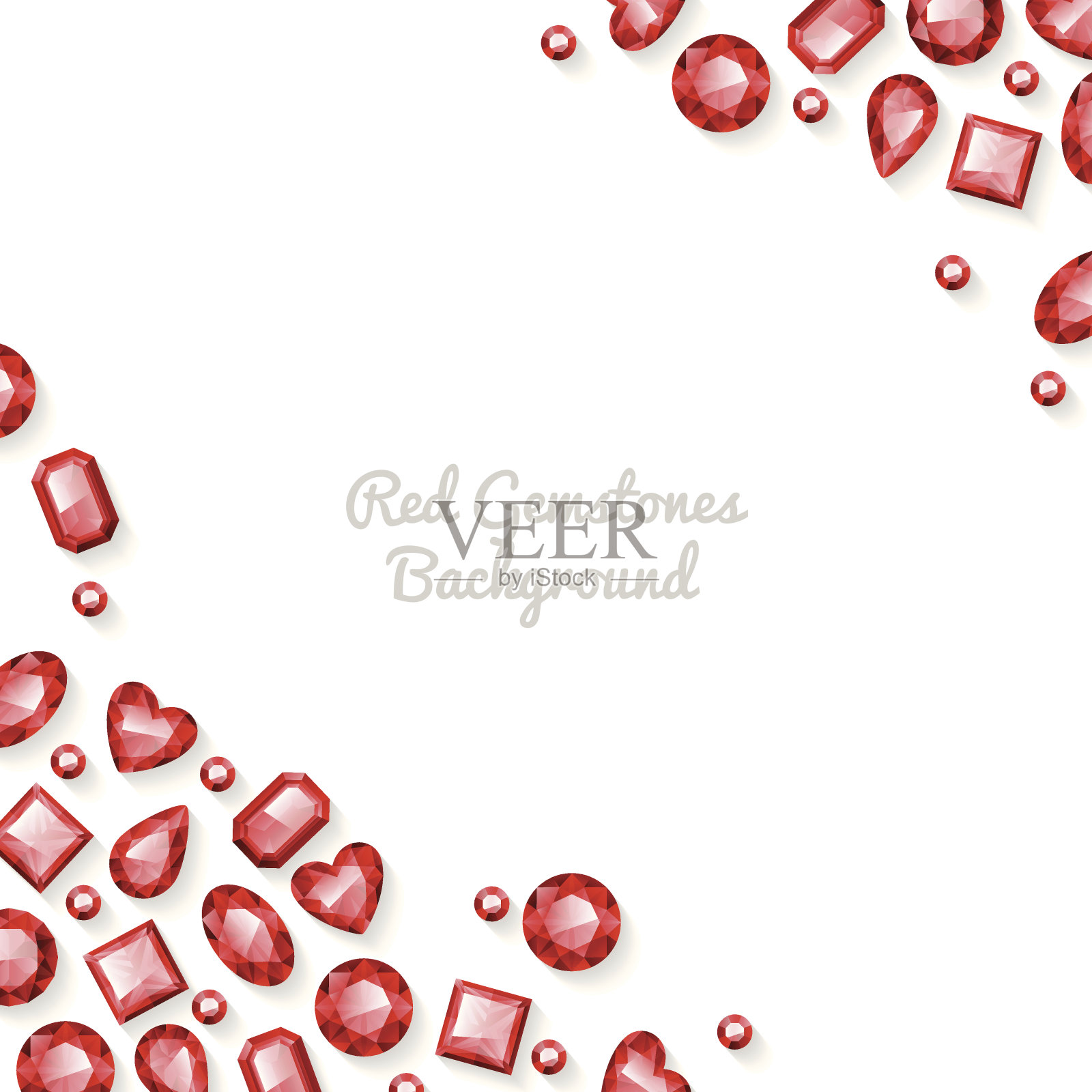白色背景上的红色宝石框架。设计元素图片