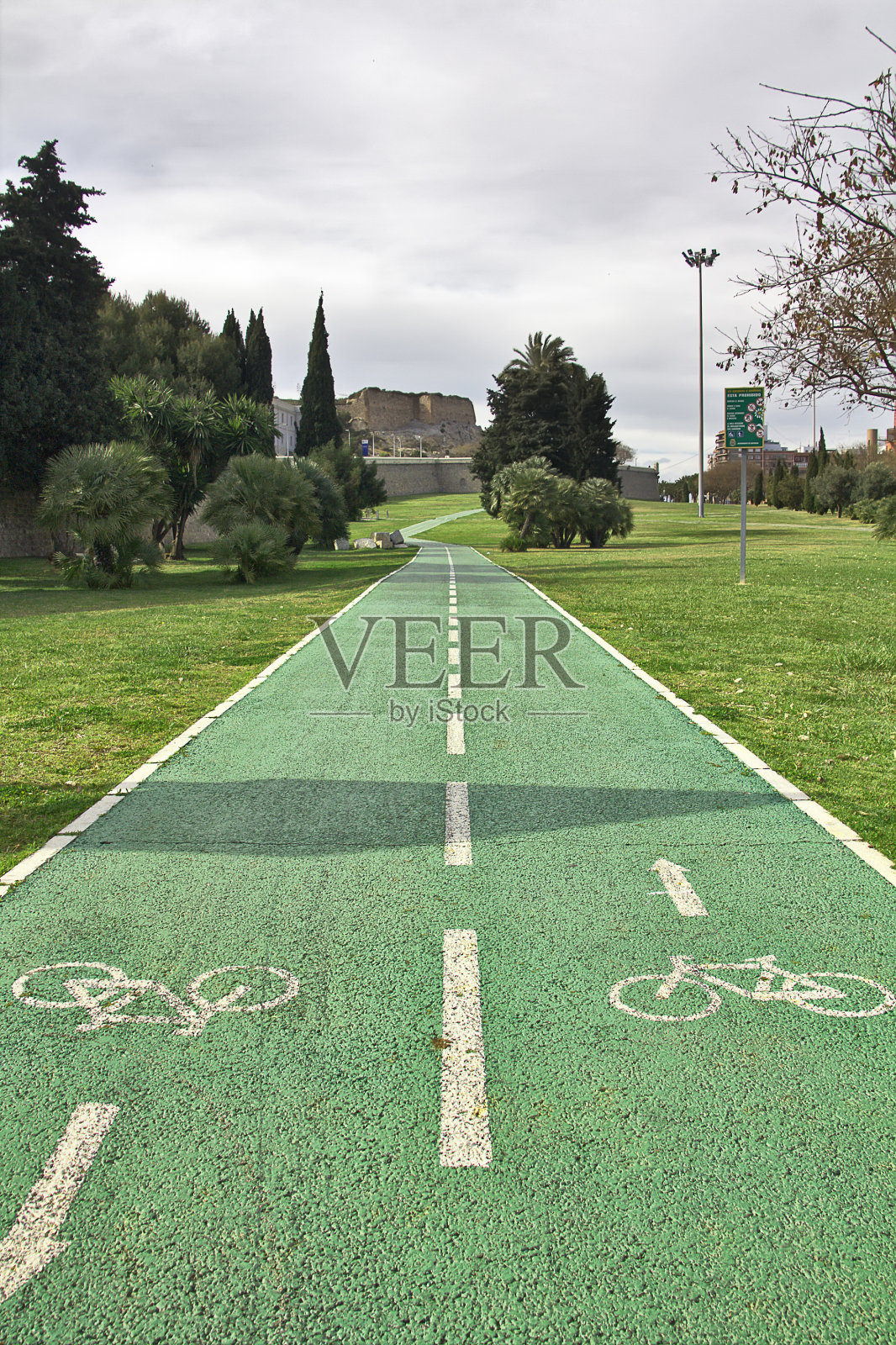 公园里的双向自行车道照片摄影图片