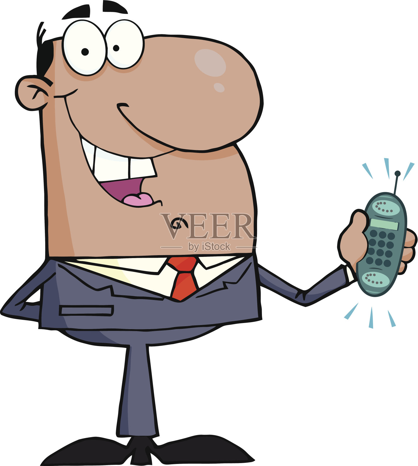 拿着电话的非裔美国商人插画图片素材