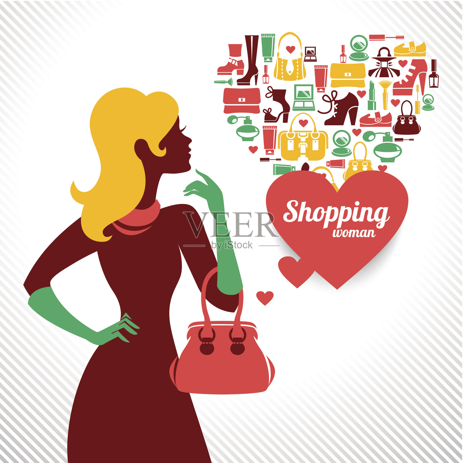购物的女性剪影插画图片素材